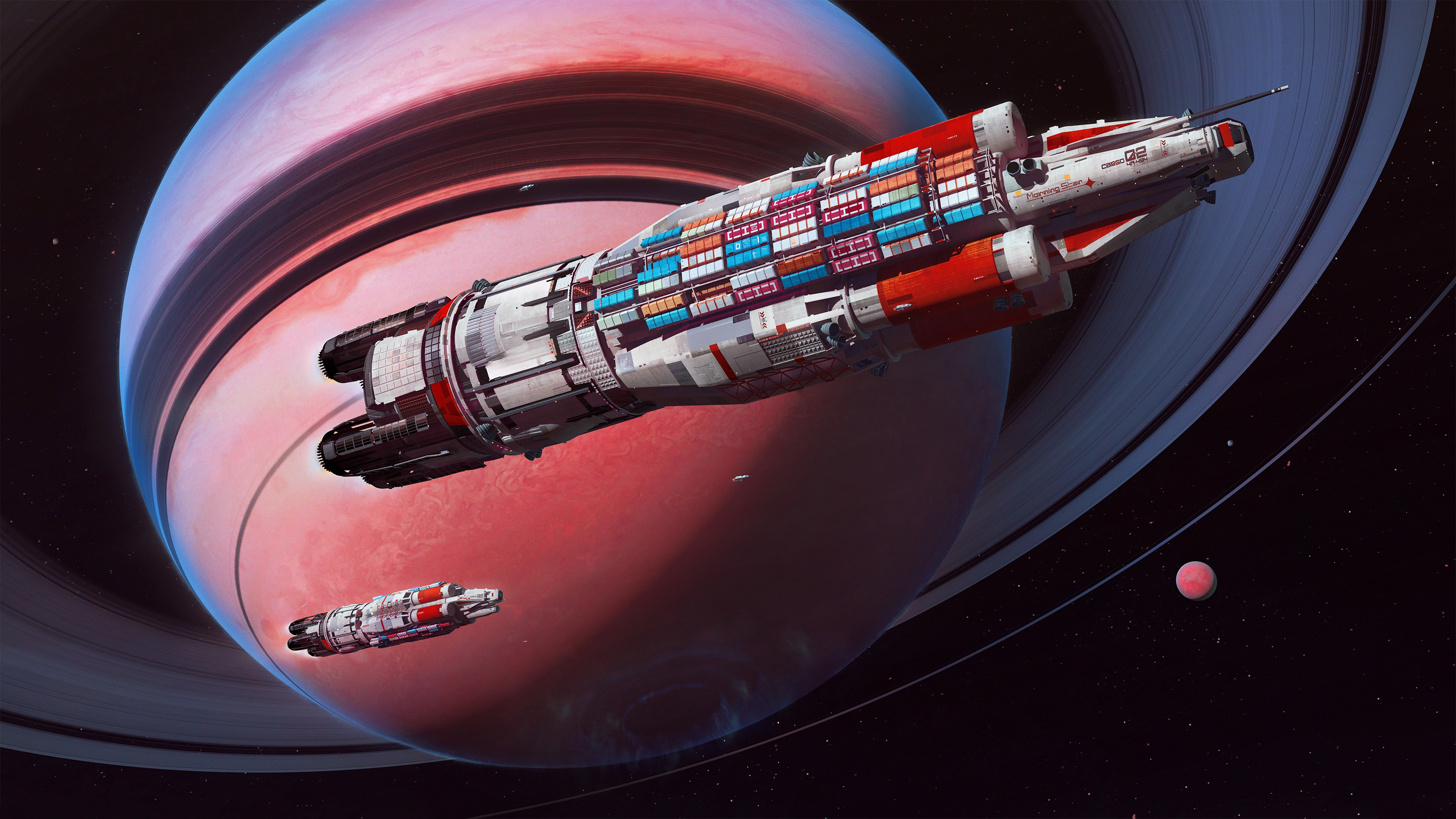 Maciej Rebisz Space Art Spaceship Planet Express Futurism Futuristic Cargo 3840x2160