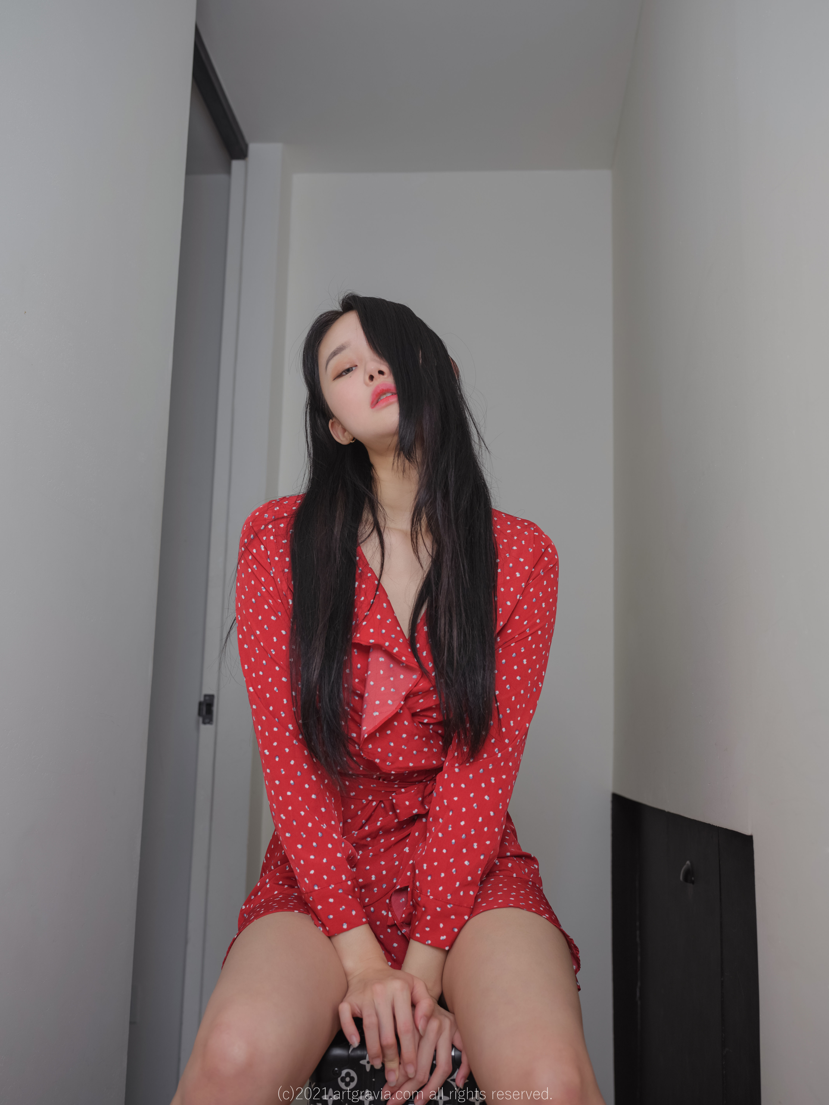 Women Model Asian Brunette Dress Sitting Indoors Women Indoors Juicy Lips Parted Lips 2880x3840