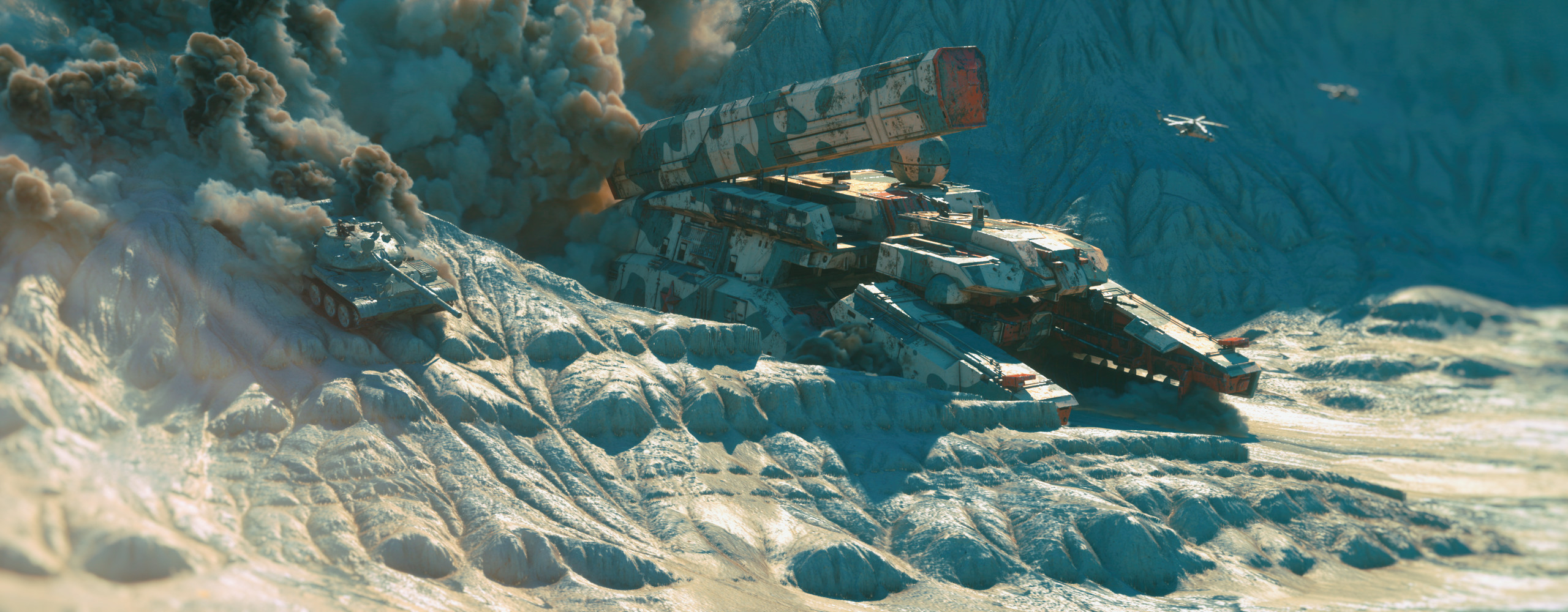 Metal Gear Video Games Video Game Art Digital Art Tank Vehicle Ben Nicholas 2560x1000