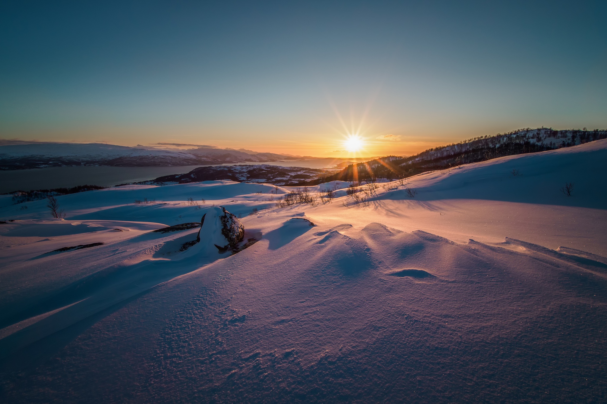Nature Snow Landscape Sunrise Sky 2048x1365