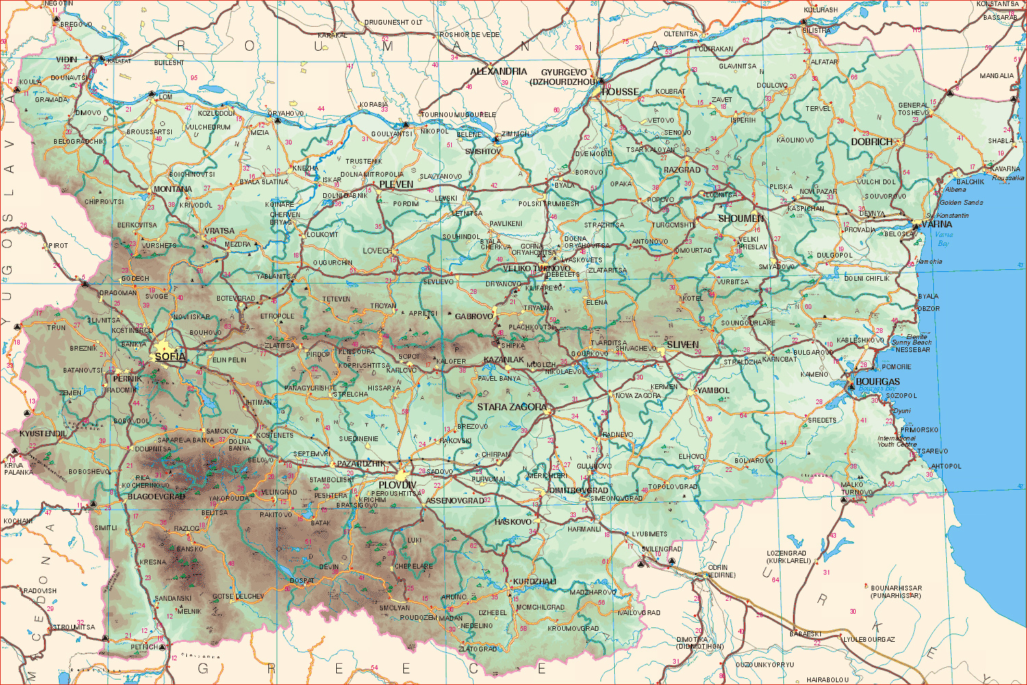 Map Bulgaria Europe 1500x1000