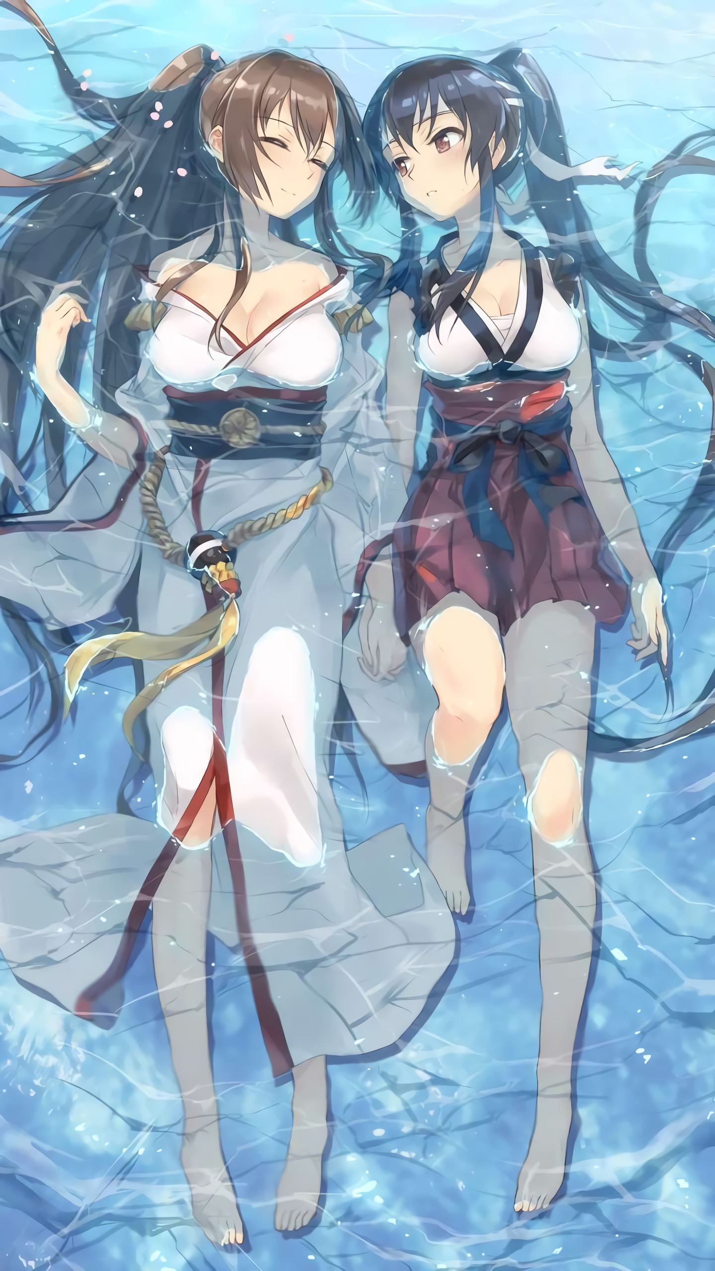 Anime Anime Girls In Water Kantai Collection Yahagi KanColle Yamato KanColle Artwork Kisetsu Japanes 1440x2560