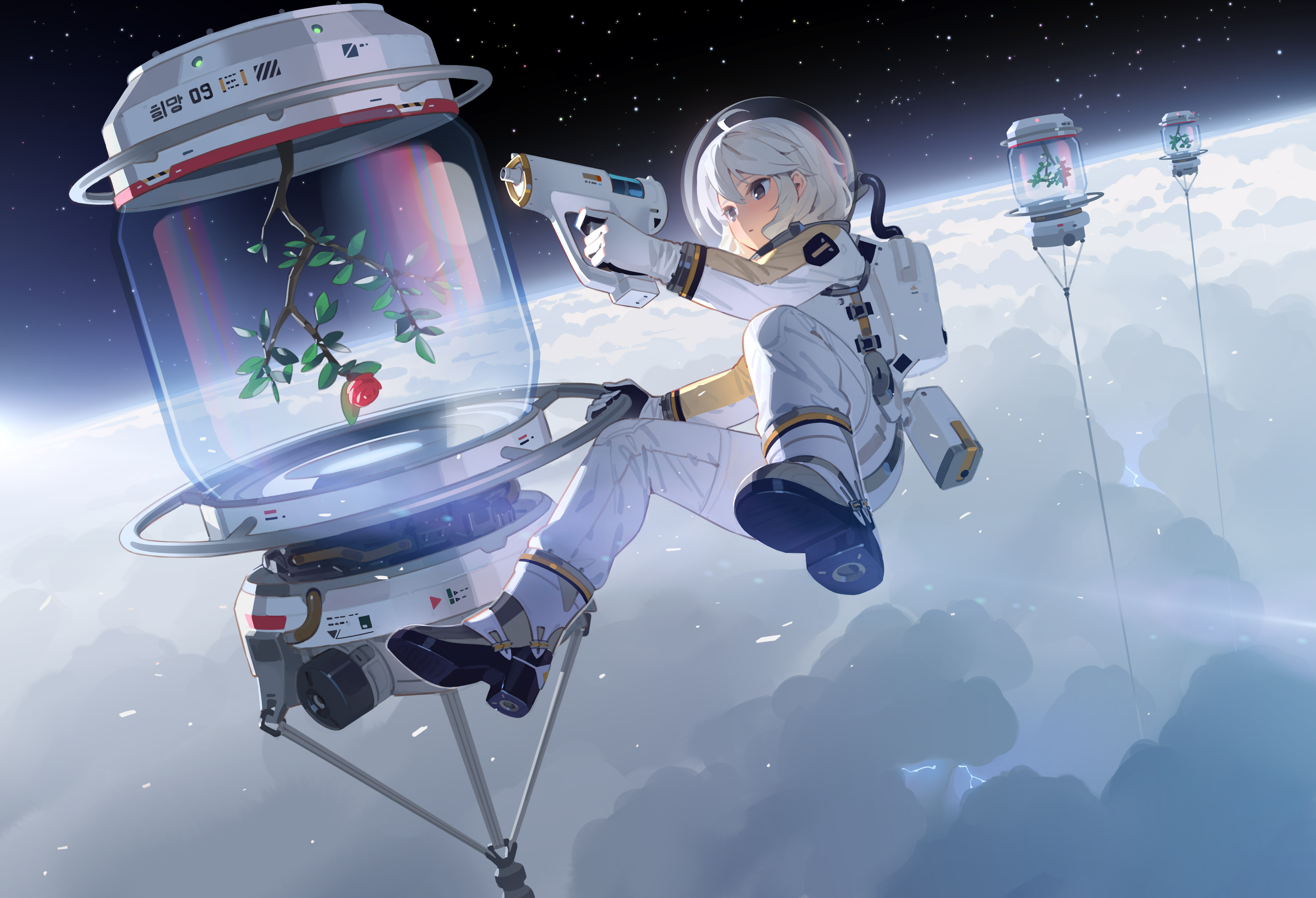 Lexica  Anime girl falling in space in space suit beautiful stars and  galaxys full human digital art soft