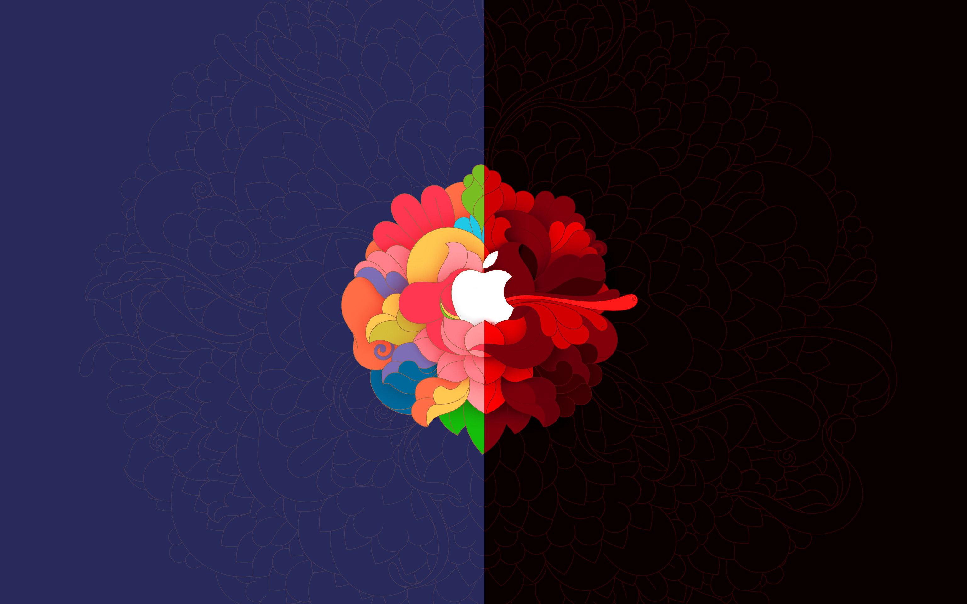 Apple Inc Logo Colorful Black Red Minimalism 3072x1920