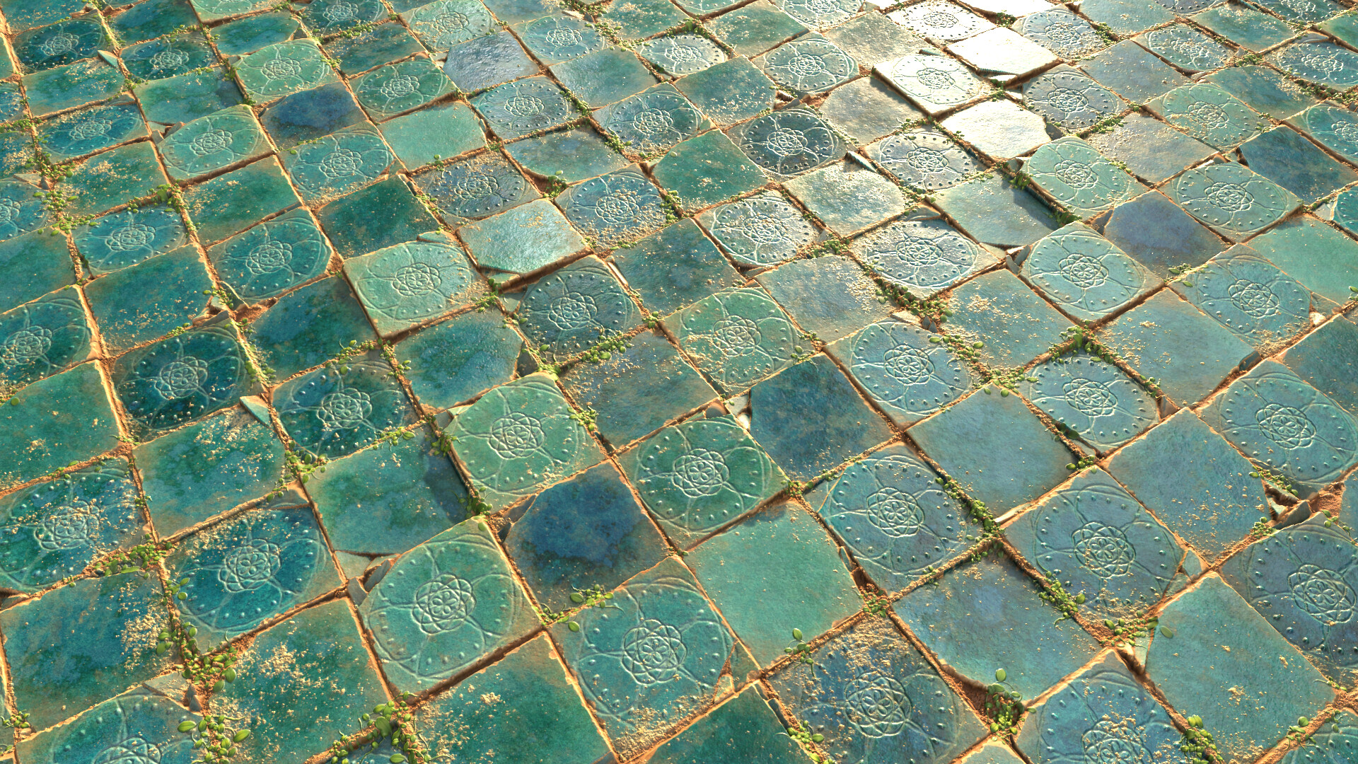 Texture Tiles Turquoise 1920x1080