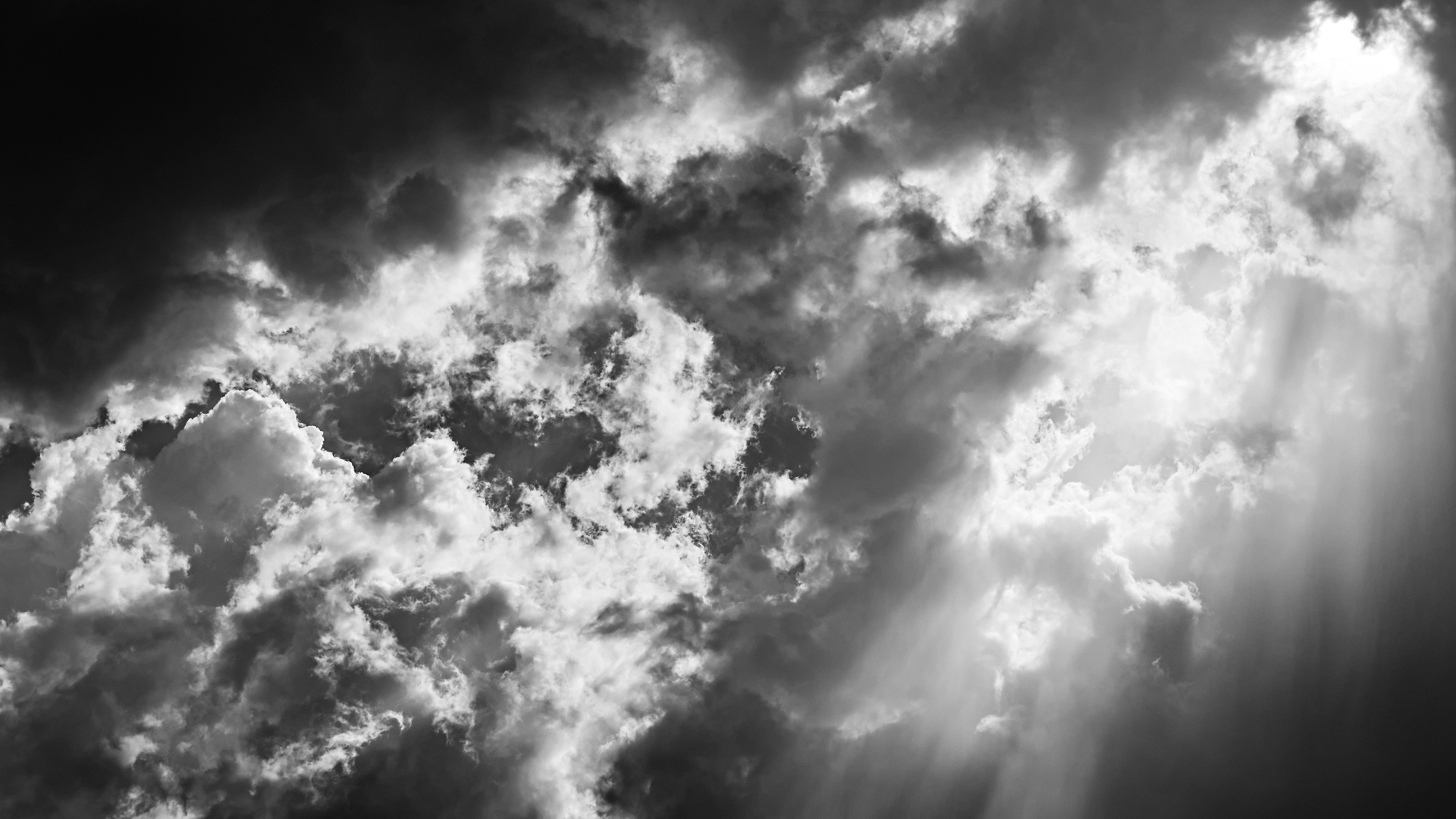 Clouds Nature Photography Monochrome Sun Rays 6016x3384