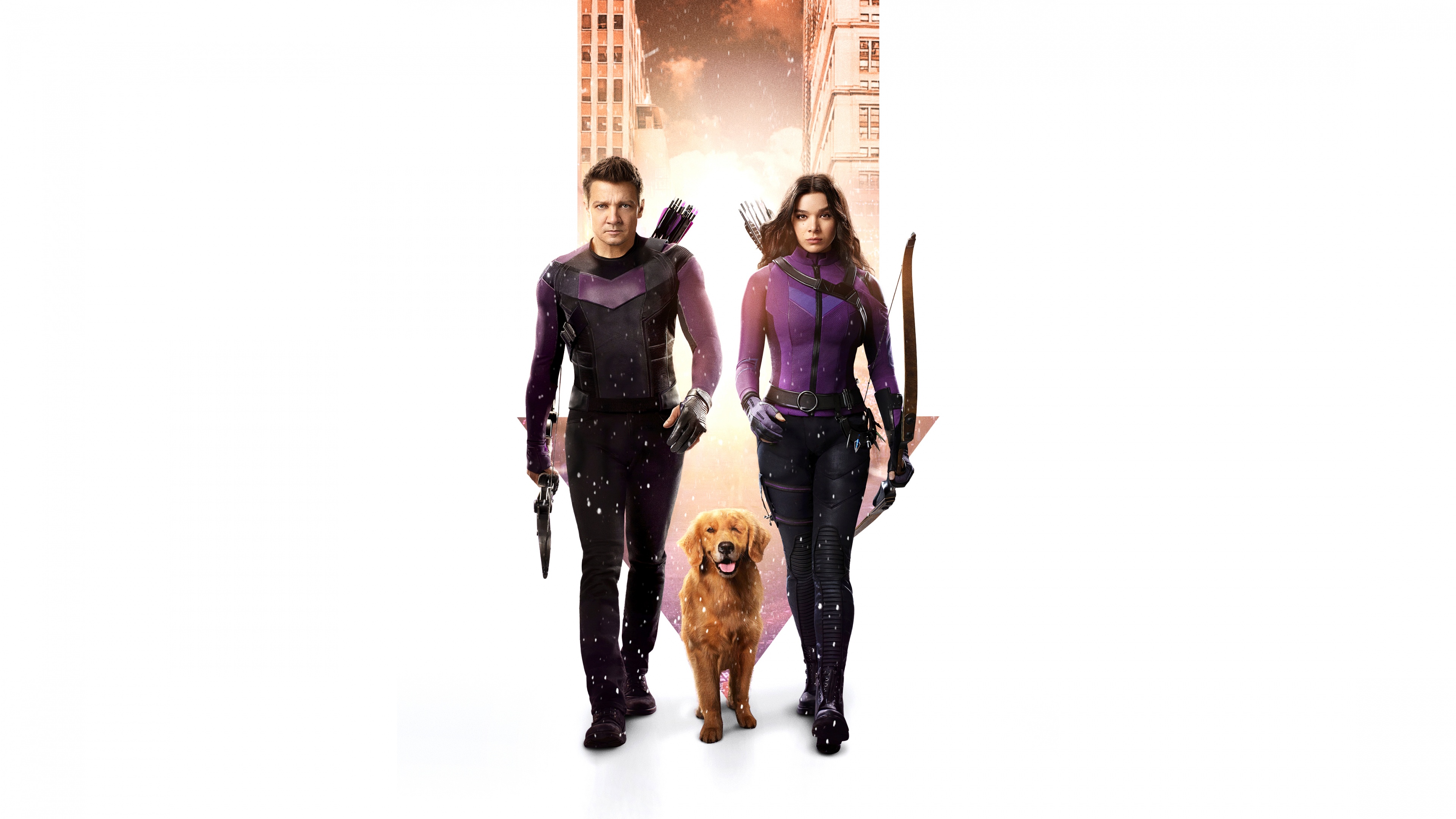 Clint Barton Hailee Steinfeld Jeremy Renner Kate Bishop Lucky The Pizza Dog 3840x2160