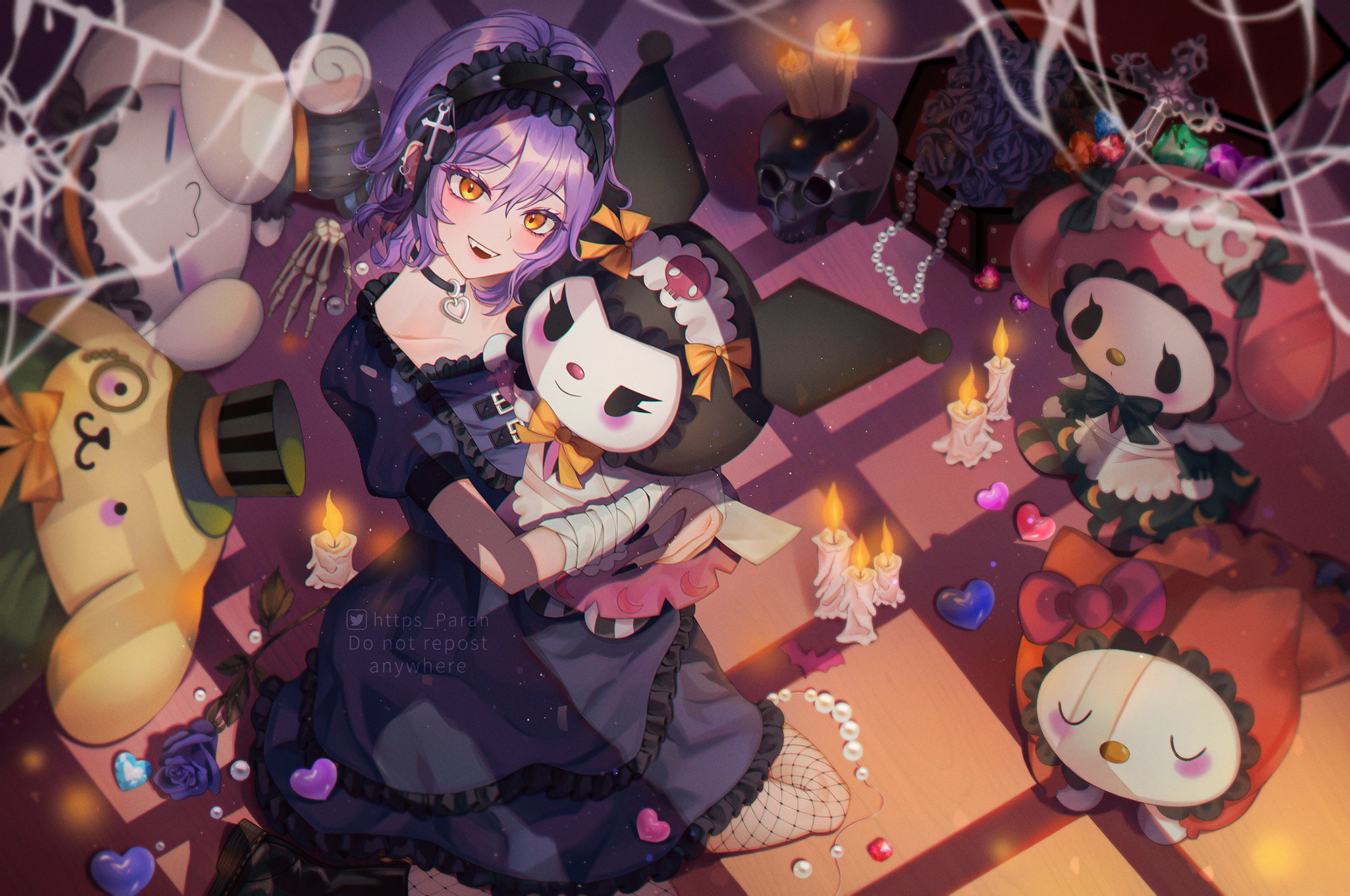 Anime Anime Girls Candles Doll Purple Hair Collar Dress Paran 2000x1328