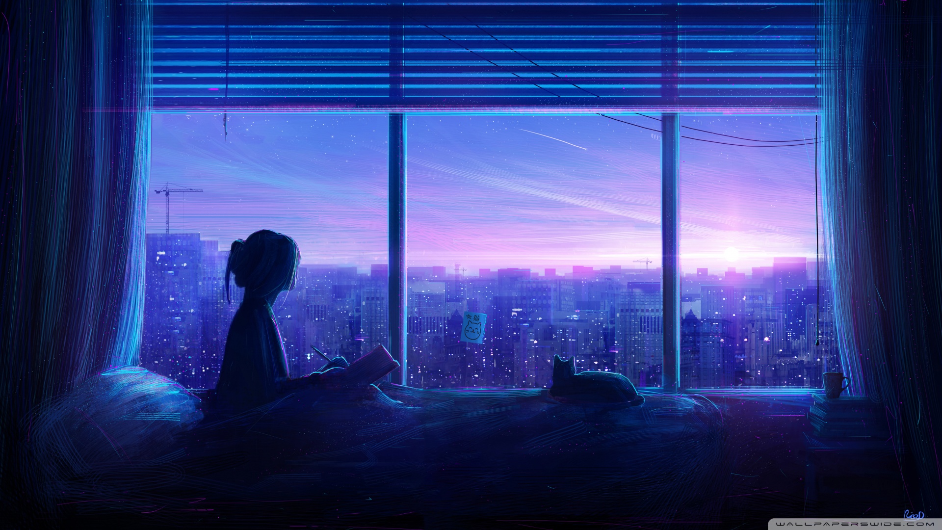 Anime Girls View From Window Anime Bed City Window RicoDZ 1920x1080