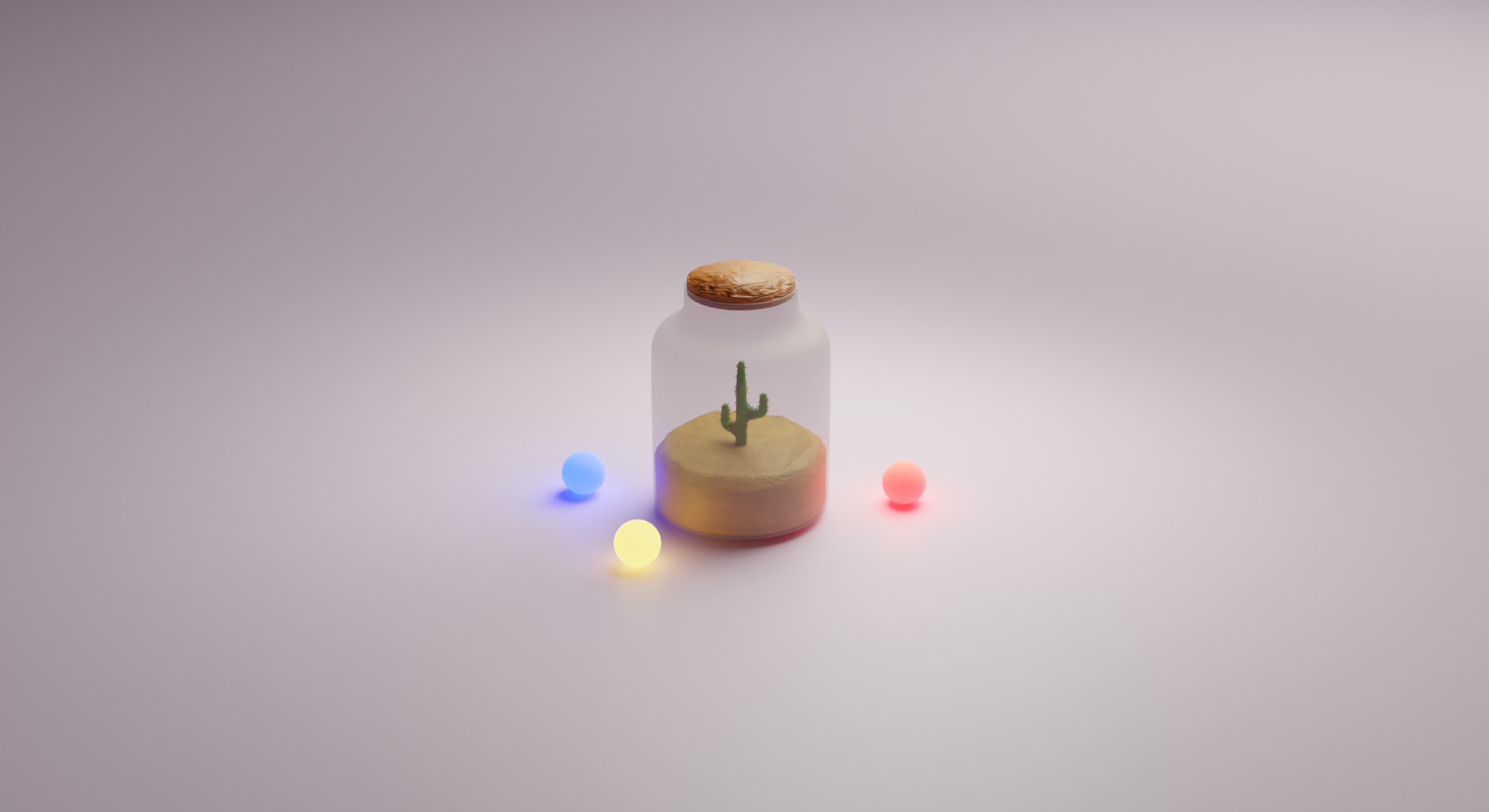 Blender Jar Cactus Simple Background Minimalism Ball 1980x1080