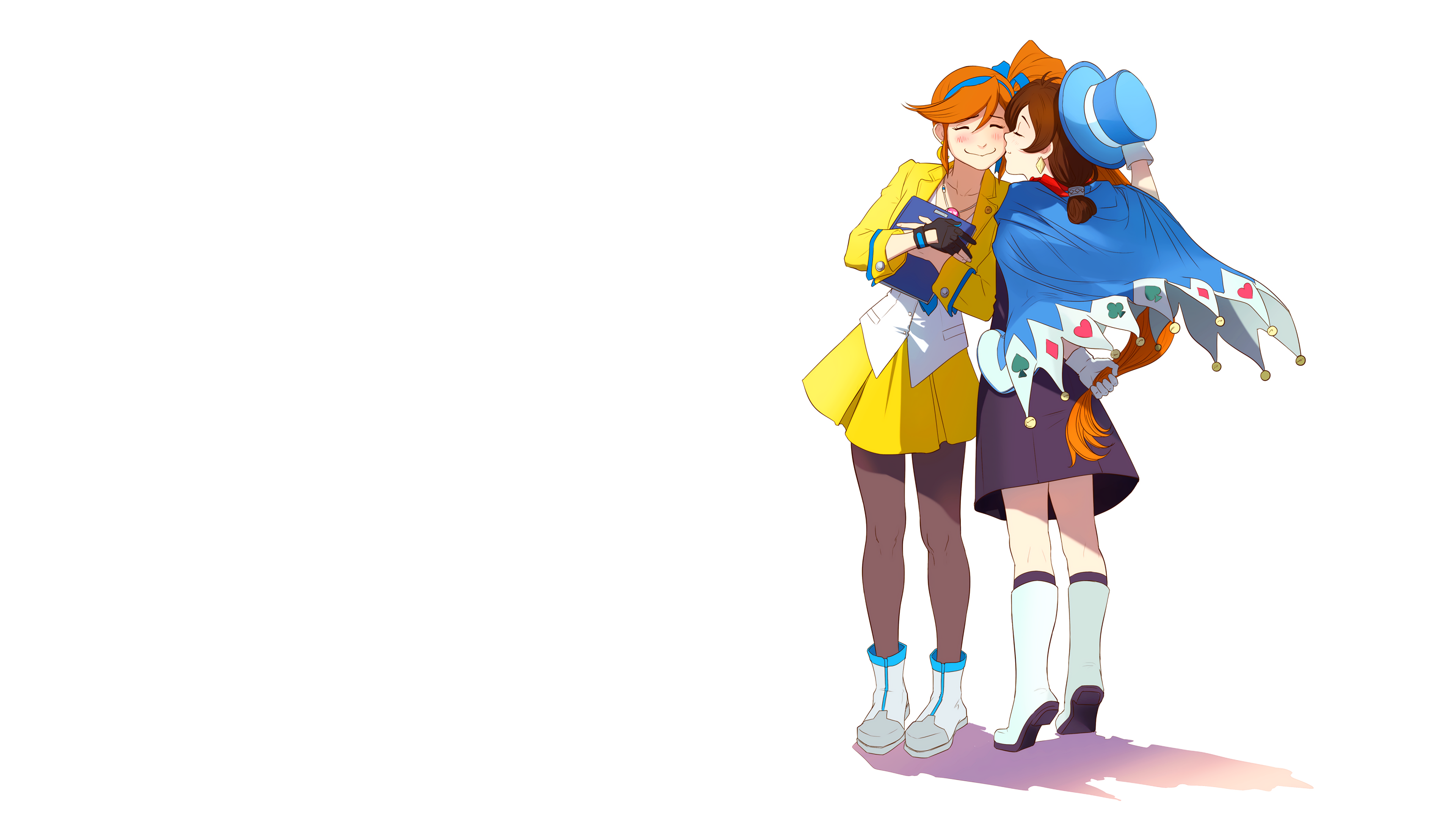 Ace Attorney Kissing Yellow Dress Video Games Video Game Girls 3840x2160