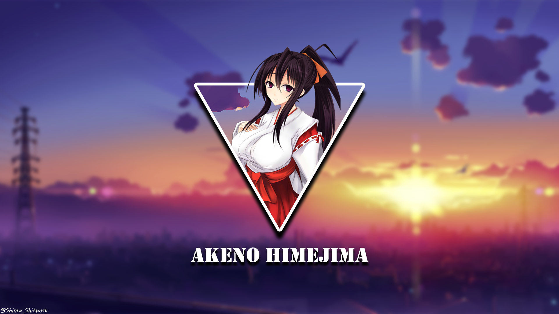 Himejima Akeno Sunset Anime Girls Landscape Picture In Picture 1920x1080
