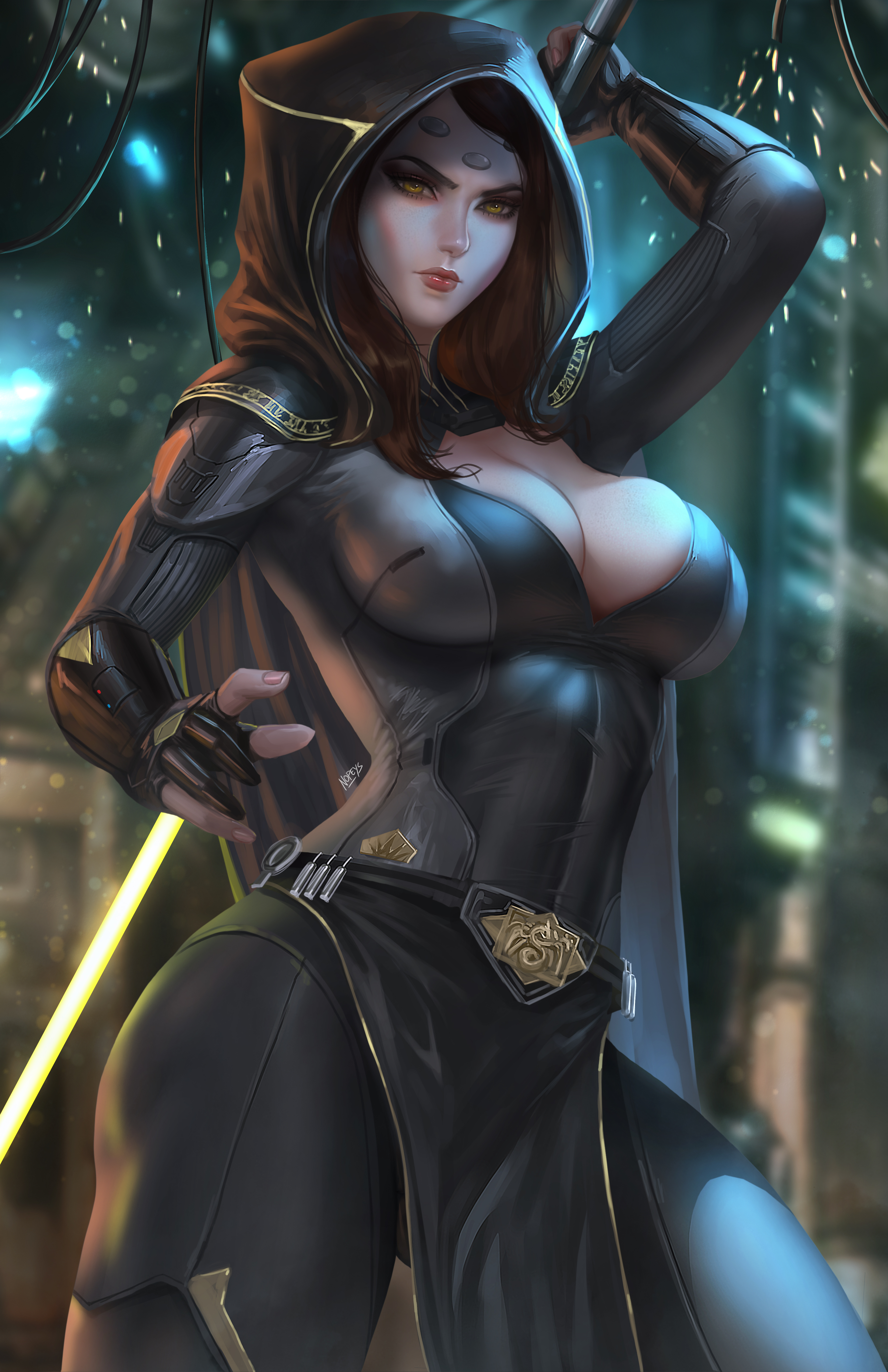 Vaylin Star Wars Star Wars The Old Republic Video Games Video Game Girls Brunette Cape Yellow Eyes 2 3300x5100
