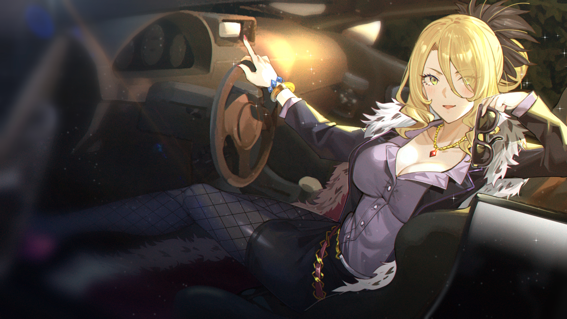 Anime Anime Girls Car Car Interior Blonde Green Eyes Princess Connect Re Dive Christina Princess Con 1920x1080