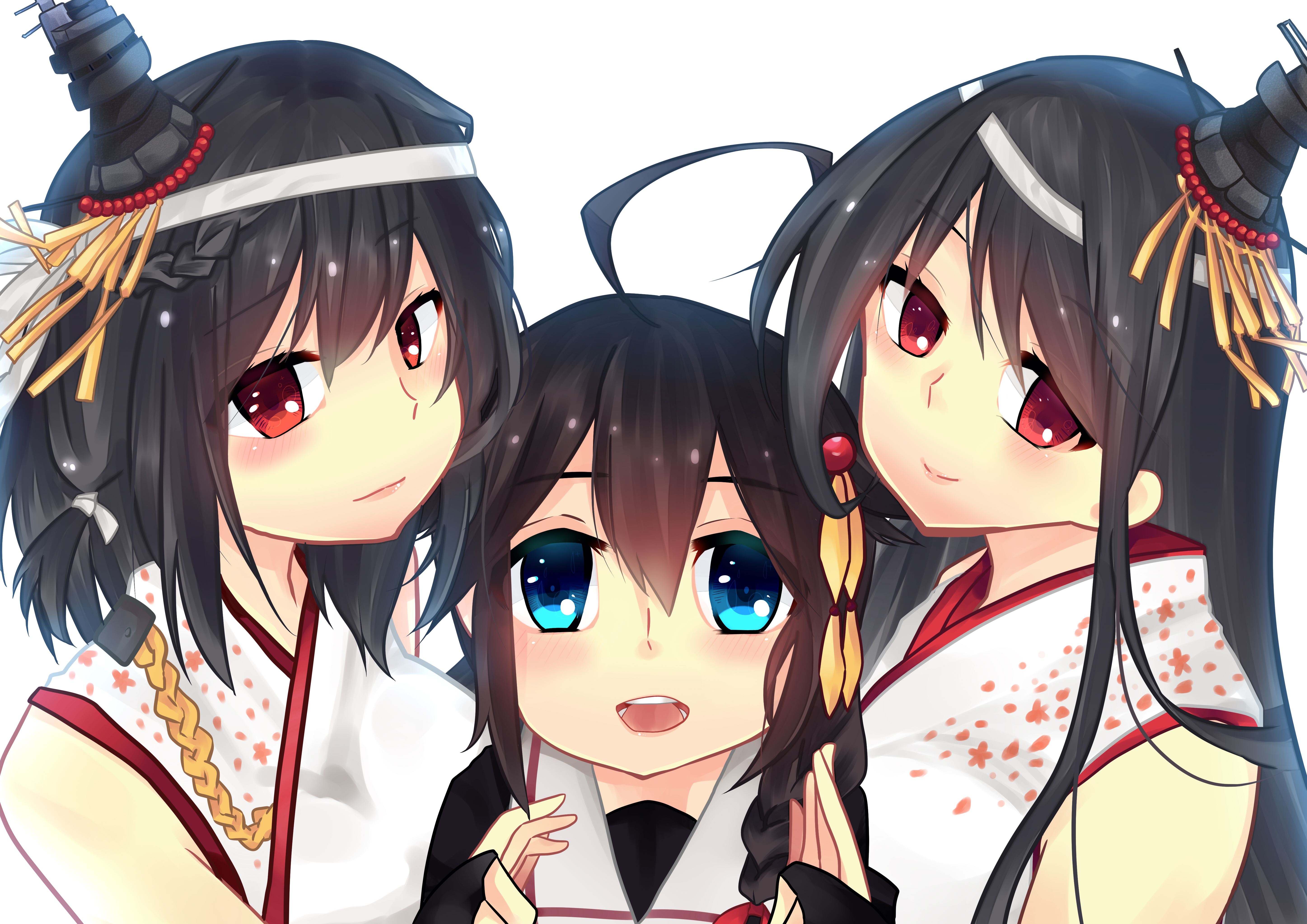 Anime Anime Girls Kantai Collection Yamashiro KanColle Fusou KanColle Shigure KanColle Short Hair Lo 5787x4093