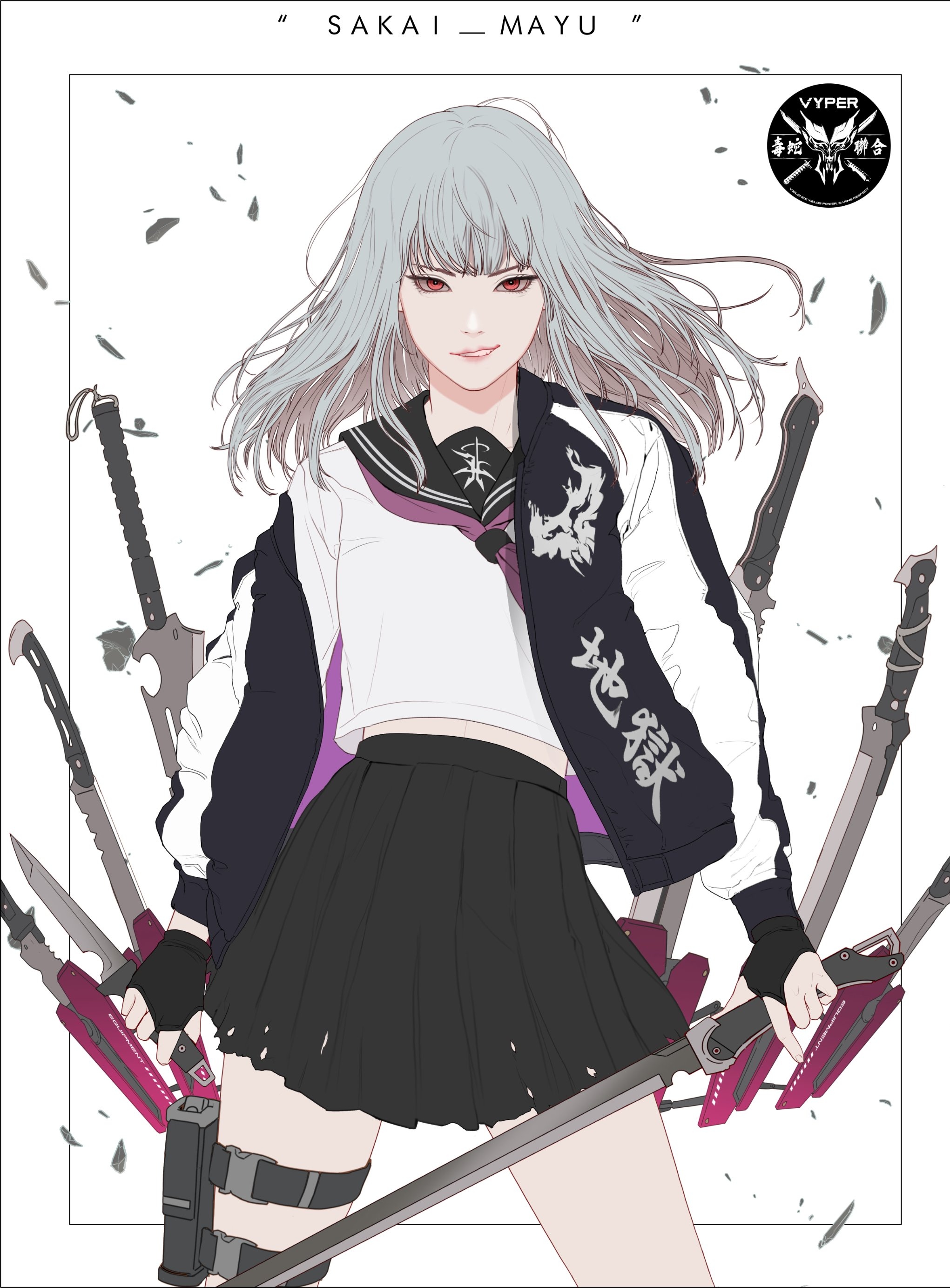 Gharliera Anime Girls Anime Sword Women With Swords White Hair Red Eyes 2041x2766