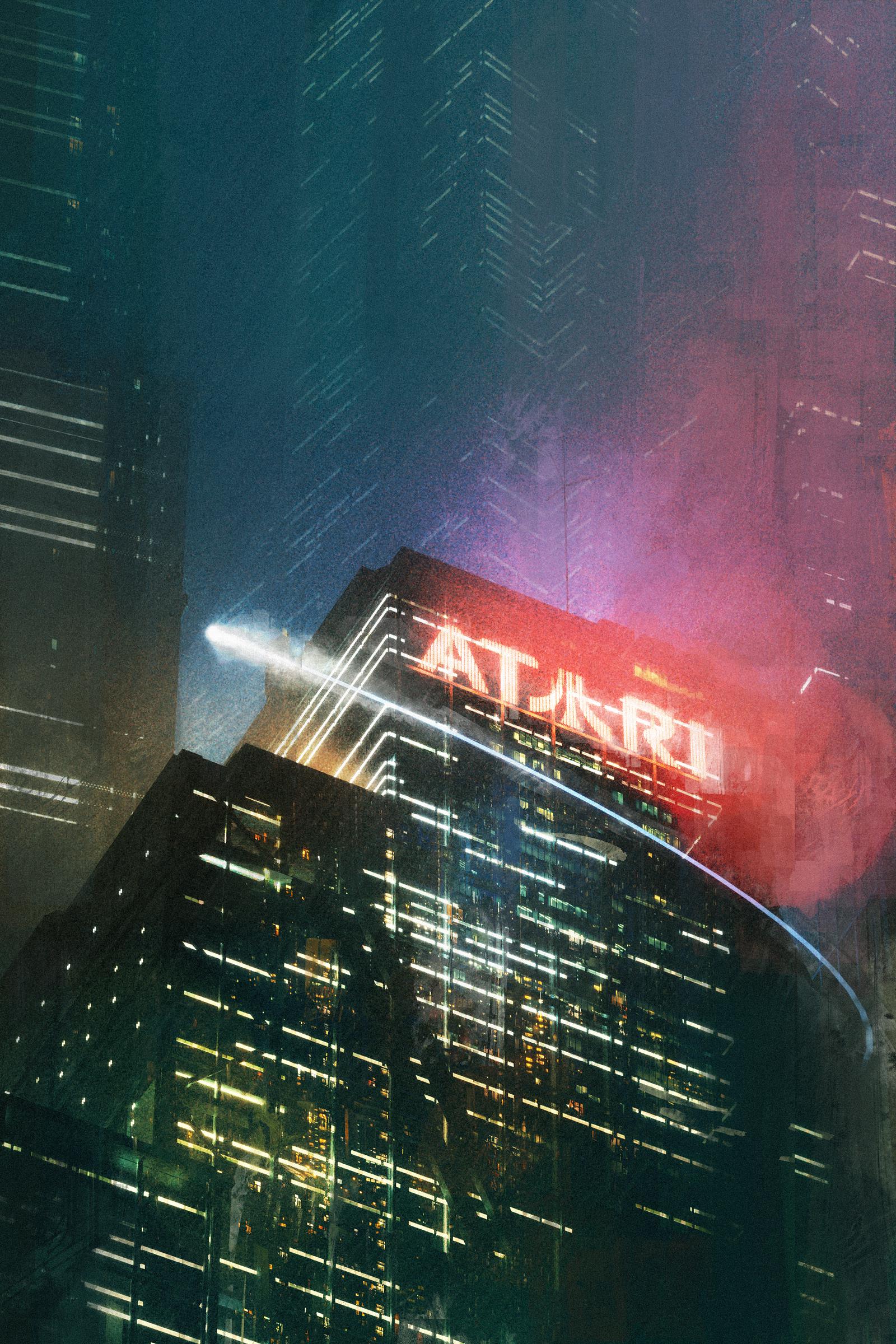 Paul Hoi Cyberpunk Neon Lights Neon Sign Atari Futuristic Futuristic City 1600x2400
