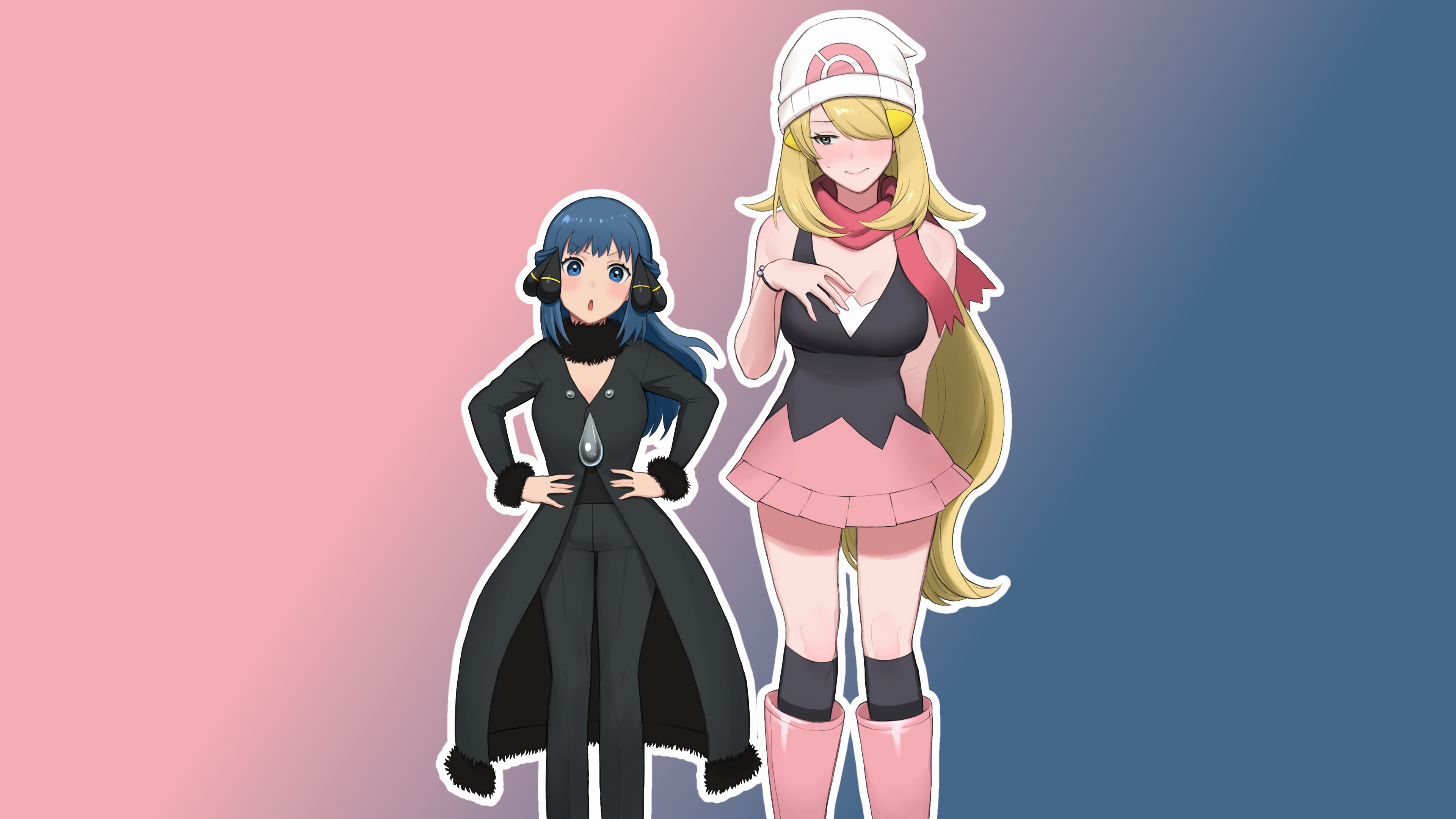 Cynthia Pokemon Dawn Pokemon Pokemon Nintendo Video Game Girls Cosplay Crossdressing Blonde Blue Hai 3840x2160