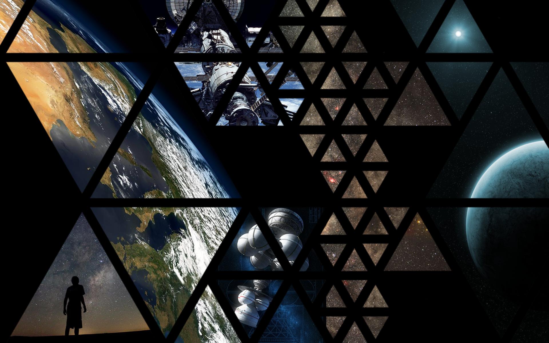Space Planet Triangle Earth Spacestation 1920x1200