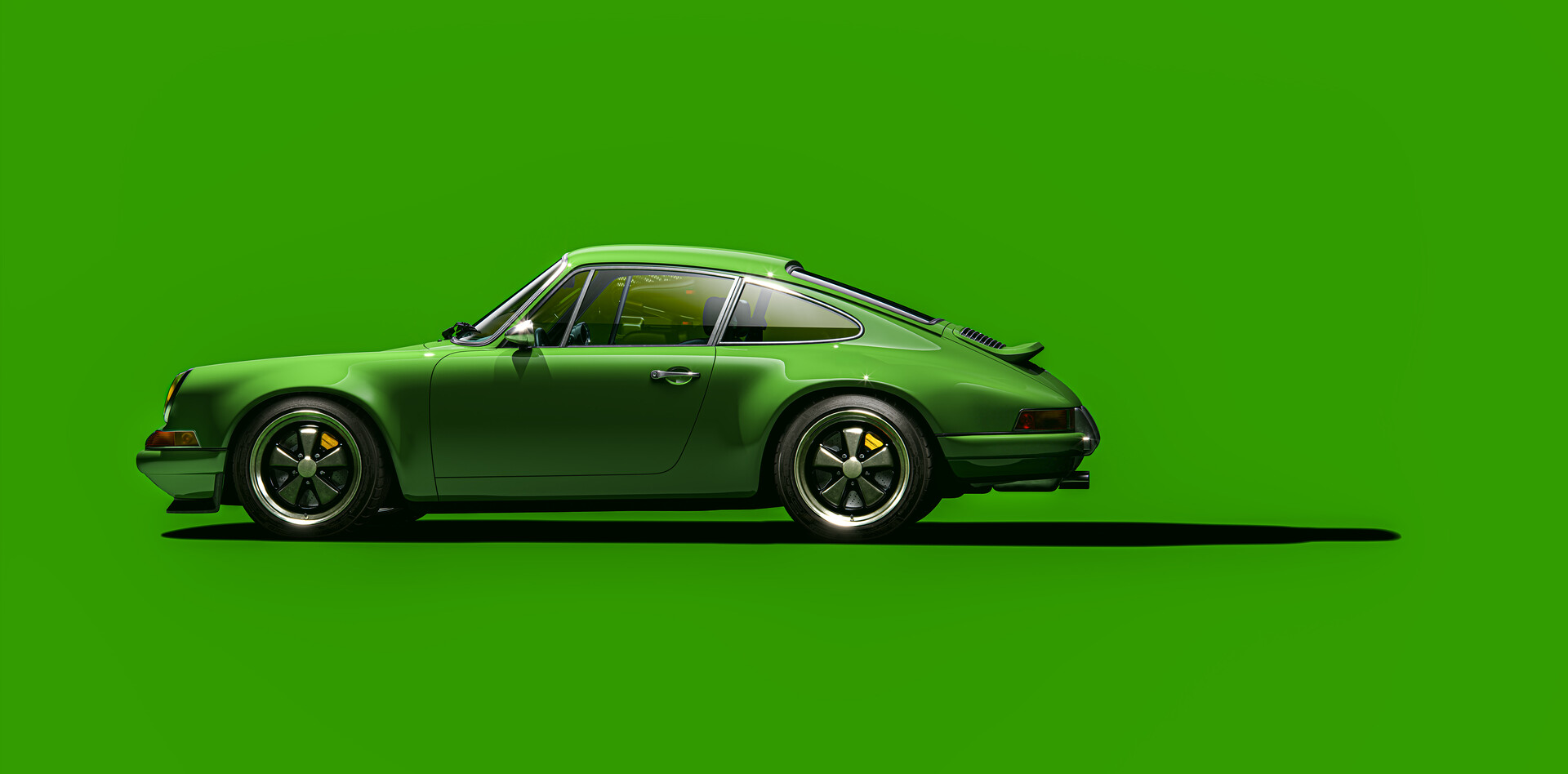 Artwork Car Porsche Green Simple Background 1920x948