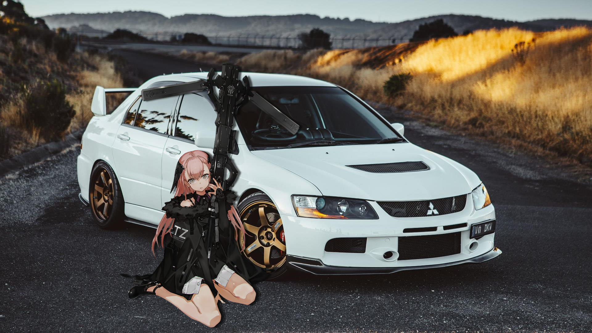 Anime Girls JDM Car Picture In Picture Mitsubishi Lancer EVO Wallpaper -  Resolution:1920x1080 - ID:1231110 