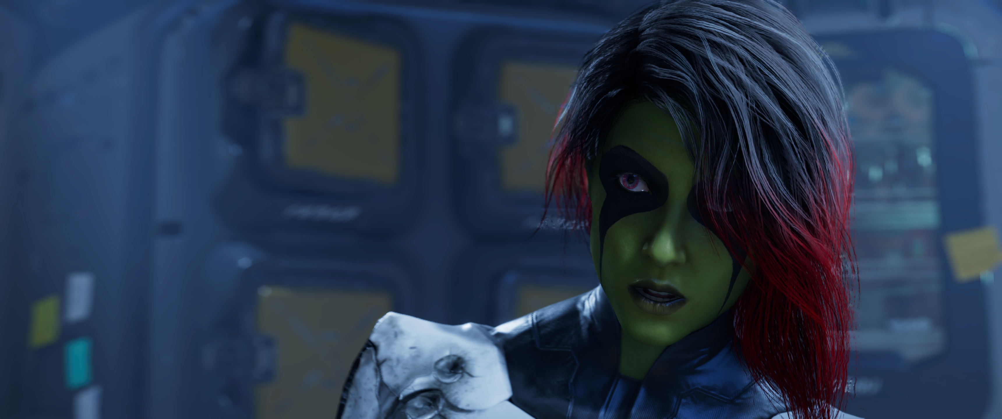 Guardians Of The Galaxy Game Game Characters Gamora Face Paint 3440x1440