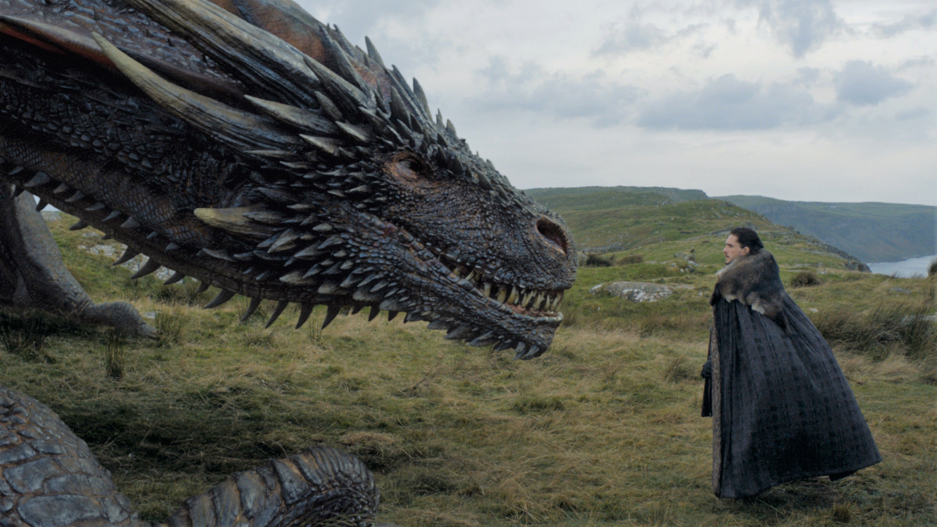 Kit Harington Jon Snow Dragon Drogon Game Of Thrones 3733x2100
