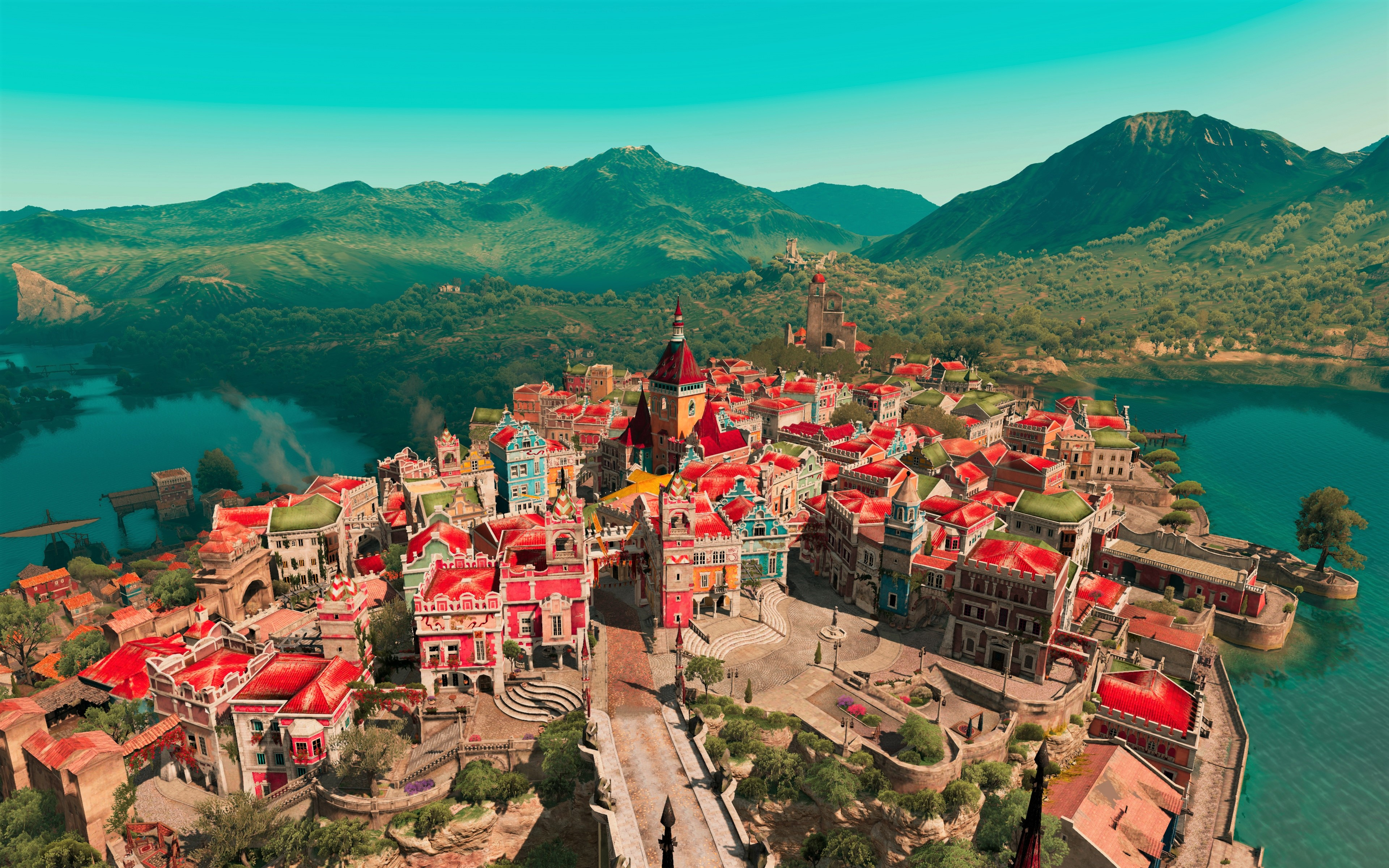 The Witcher Beauclair The Witcher City Mountain The Witcher 3 Wild Hunt Blood And Wine 3840x2400