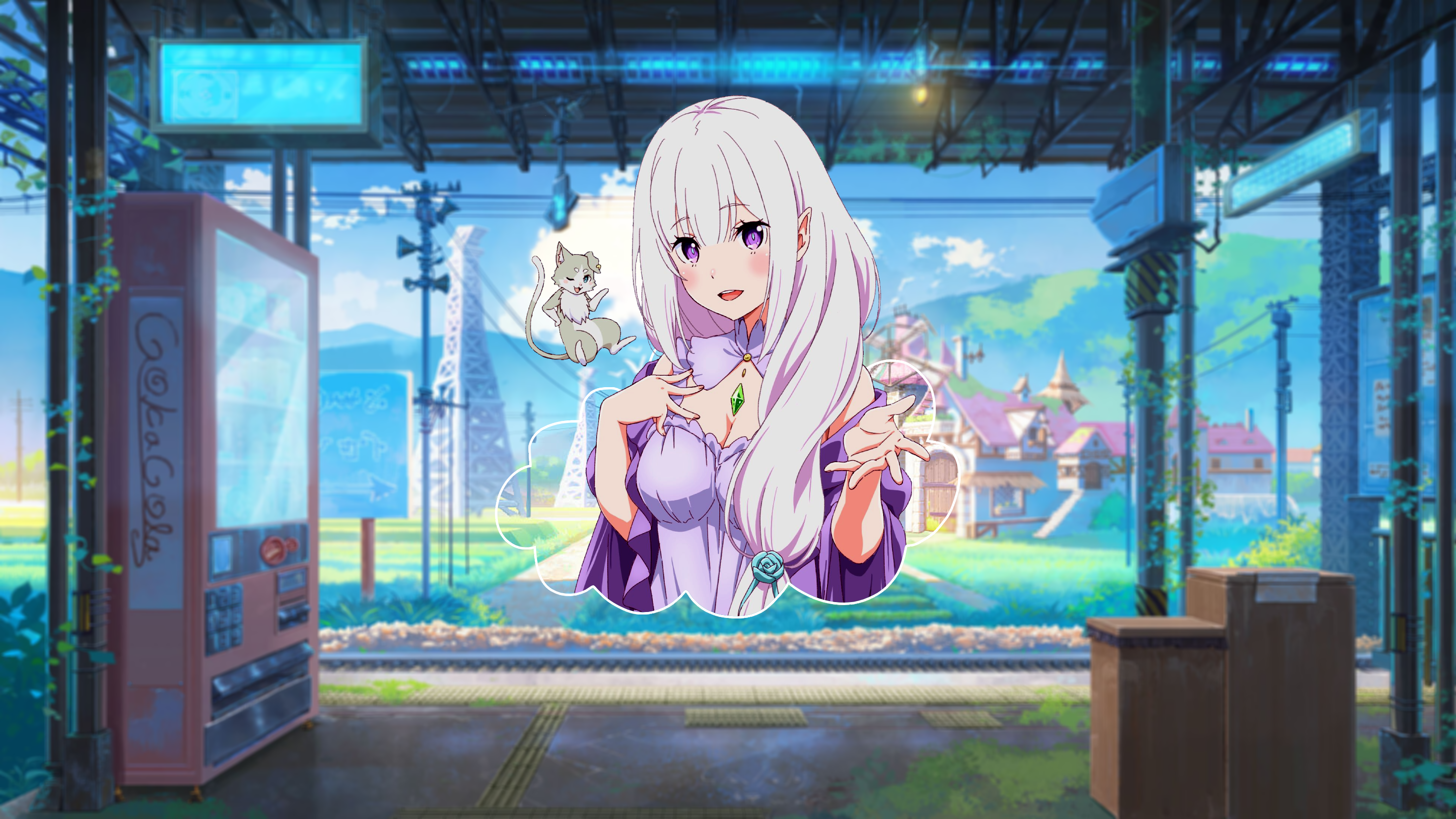 Emilia Re Zero Picture In Picture Digital Anime Girls 2933x1650