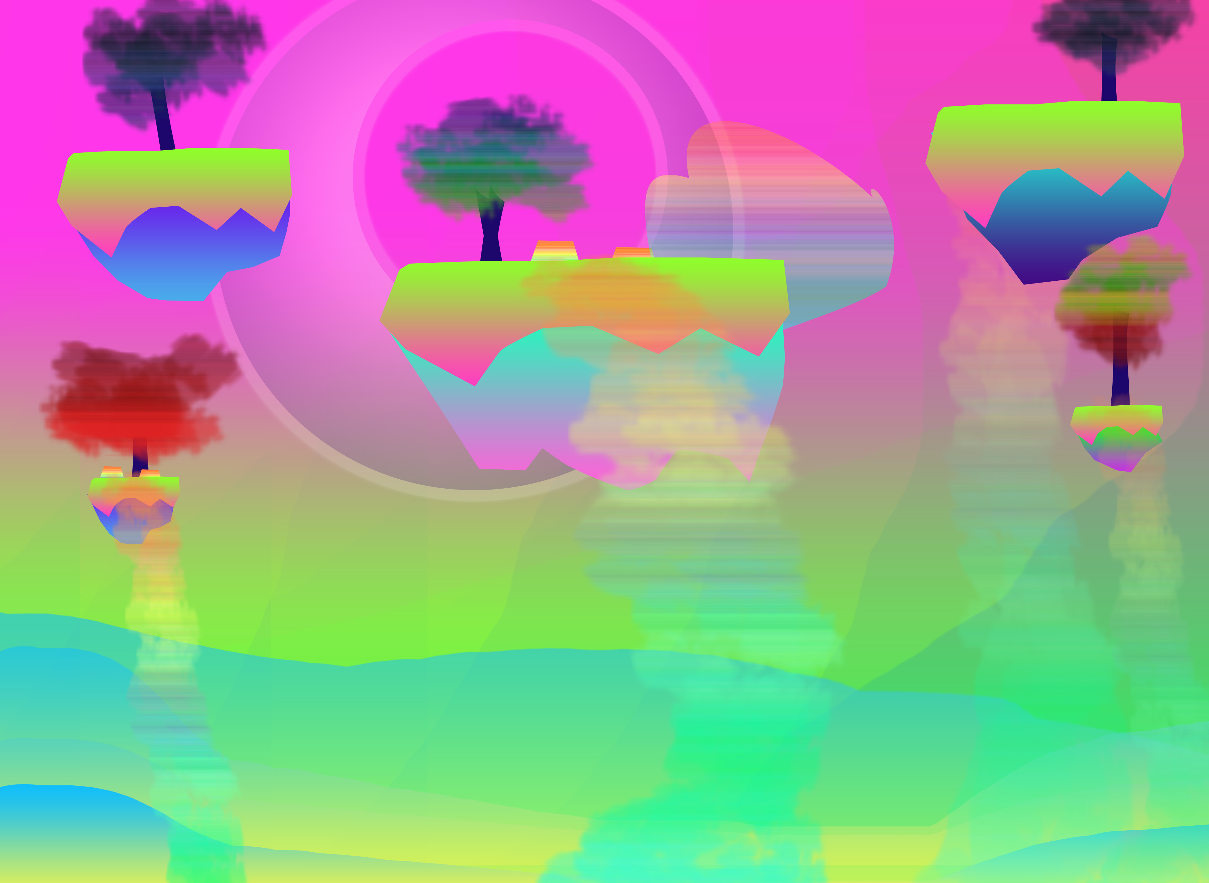 Abstract Digital Glowing Colorful Trees Spectrum 3900x2850
