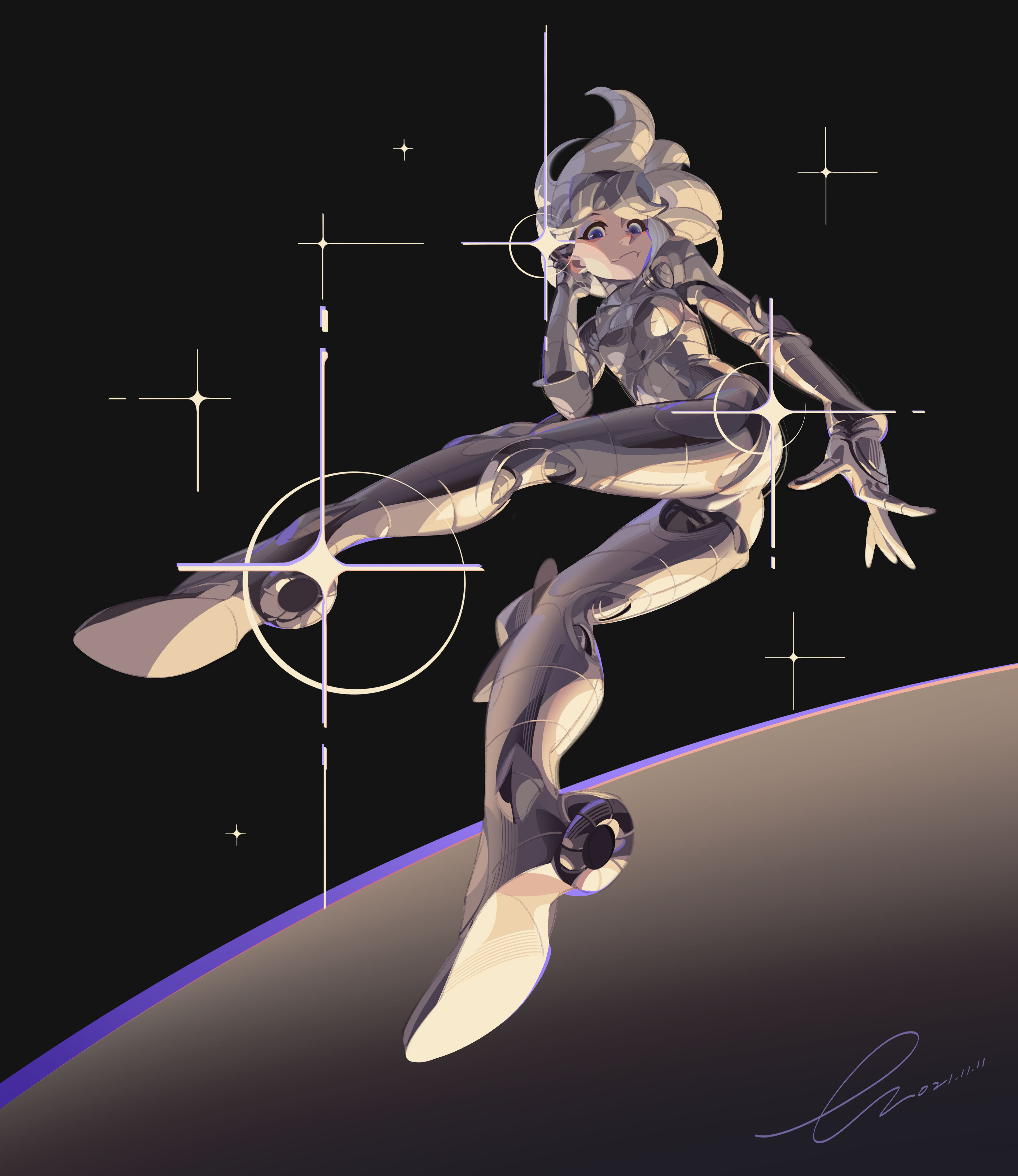Anime City Anime Girls Space Clouds Stars Anime Girl With Wings Earth Orbit Spacesuit Astronaut 3840x4436