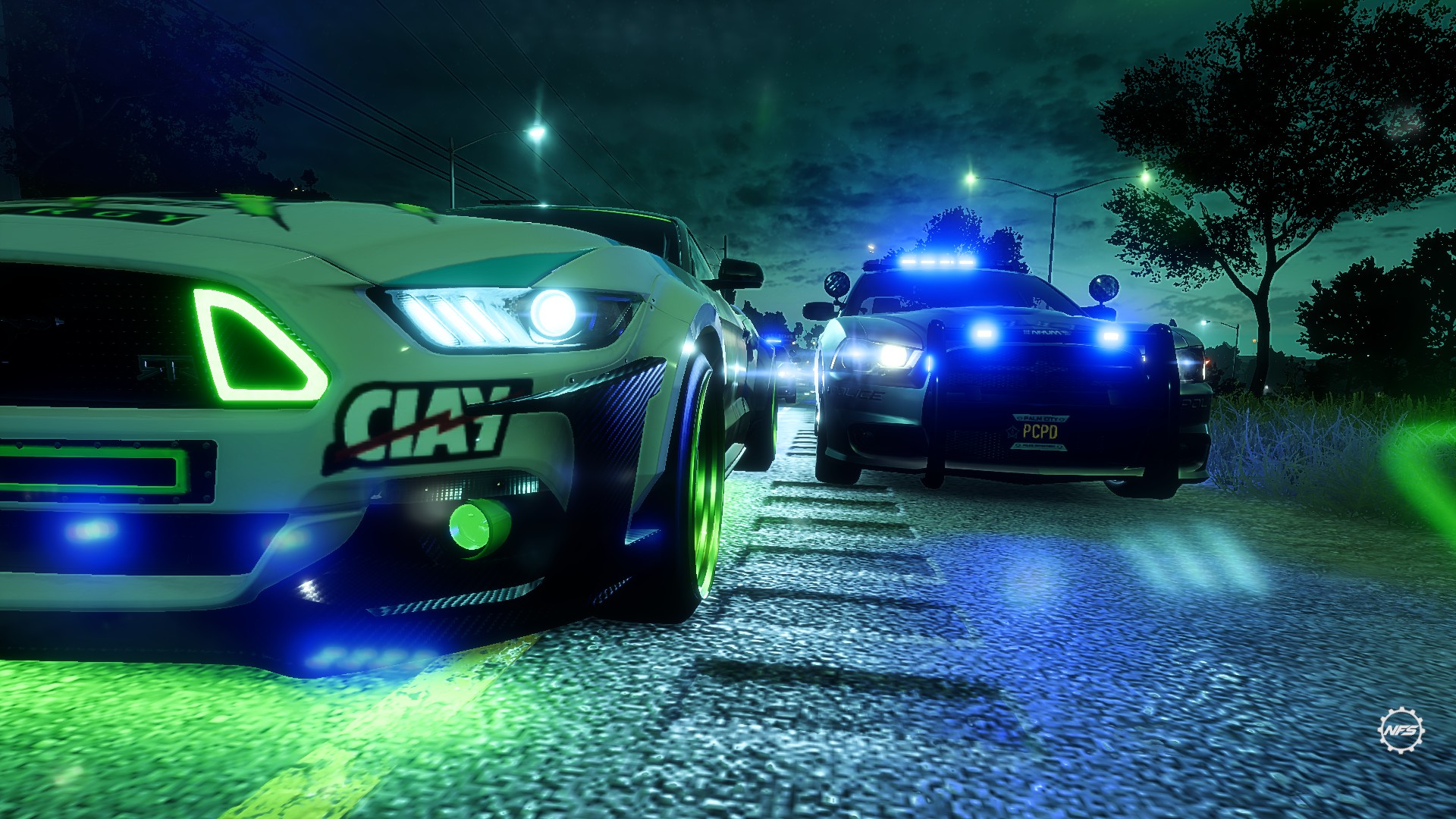 Need For Speed Heat Car Tuning Ford Mustang Police Cars Night Runner 1920x1080