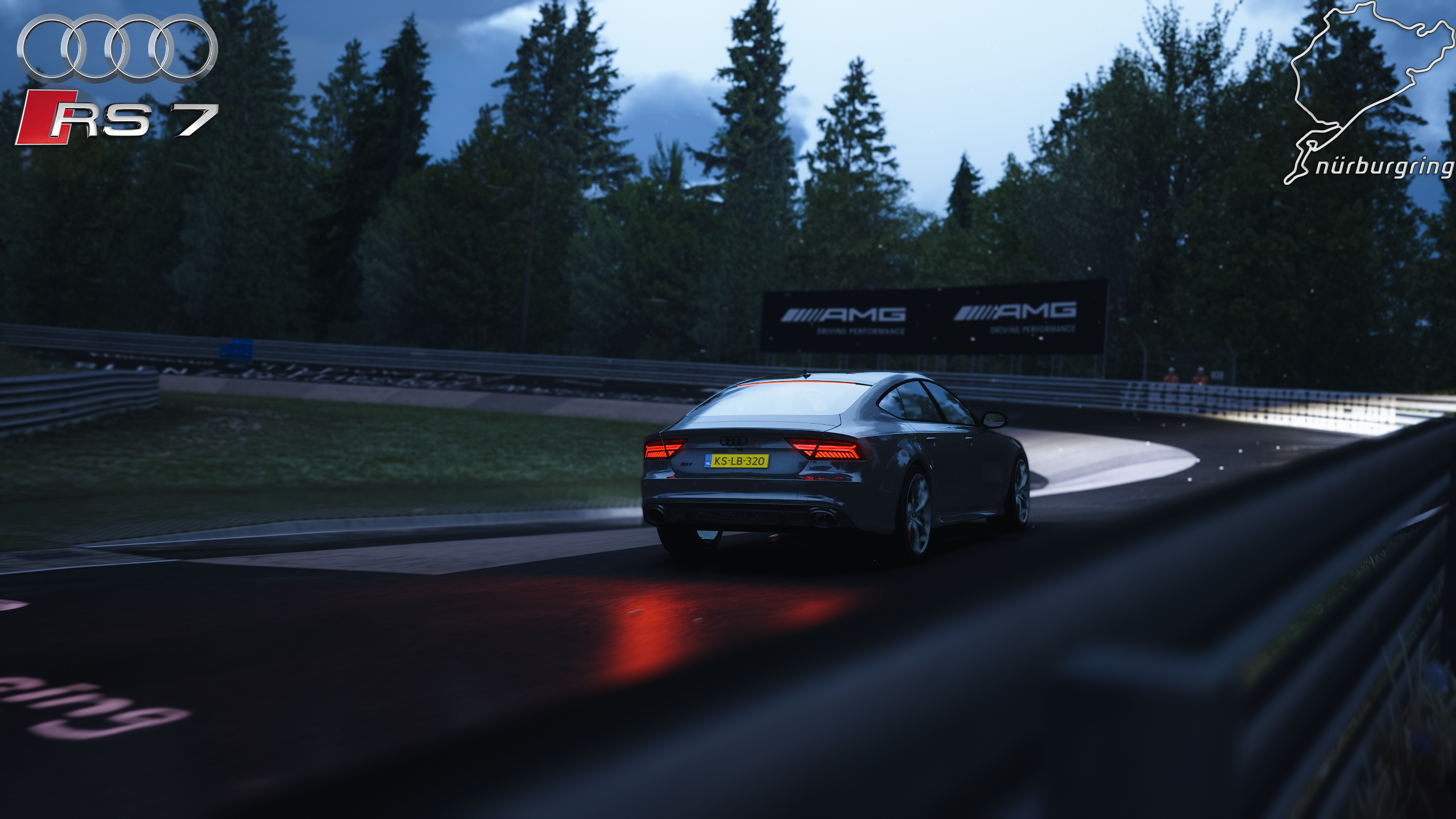 Audi RS7 Audi Car Vehicle Nurburgring Rain Tracks Assetto Corsa Racing Racing Simulators Video Games 2560x1440