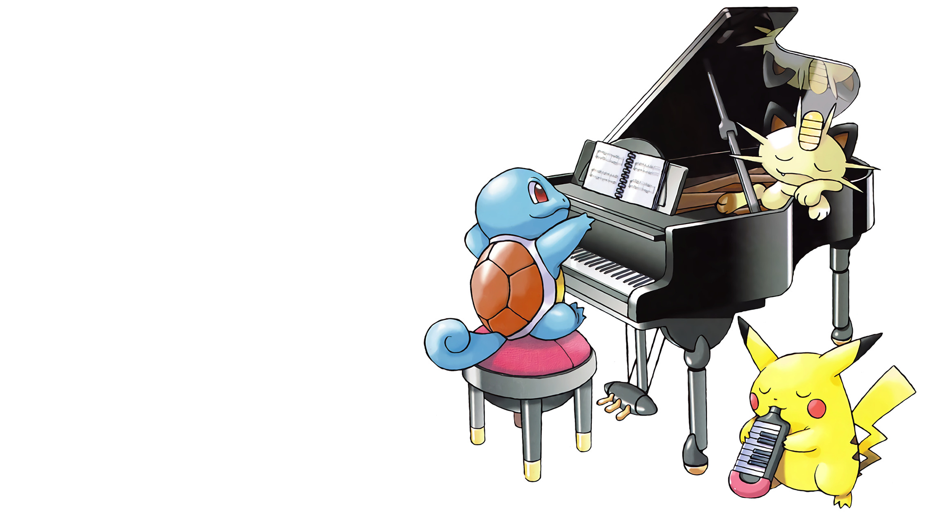 Pokemon Pikachu Squirtle Meowth Music Piano 1920x1080