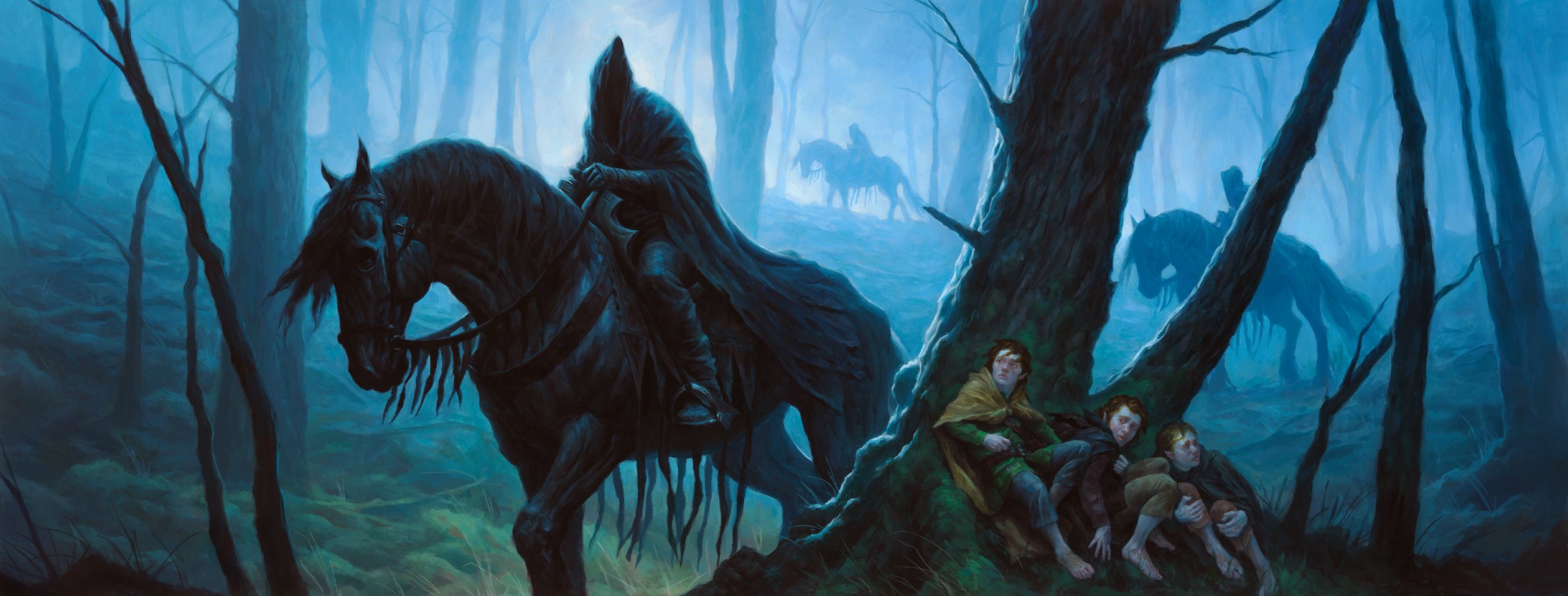 Artwork Fantasy Art The Lord Of The Rings Nazgul Hobbits J R R Tolkien 2520x958
