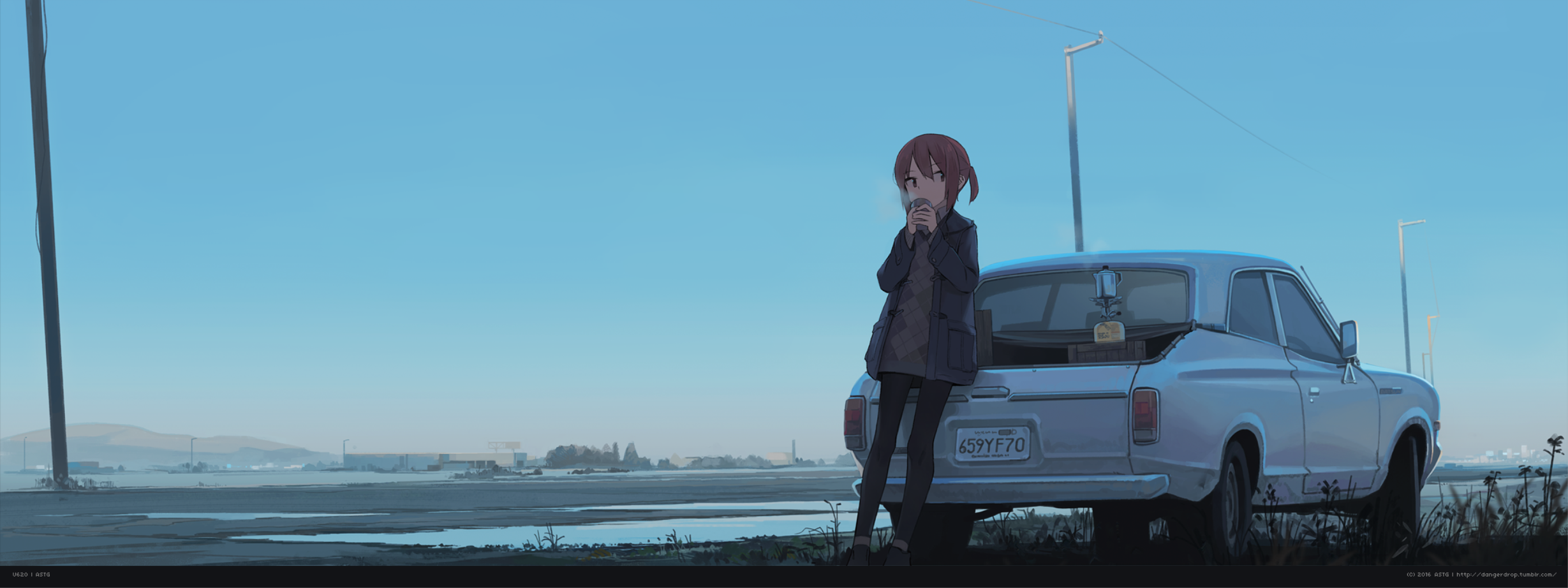 Anime Anime Girls Car Coffee 2458x922