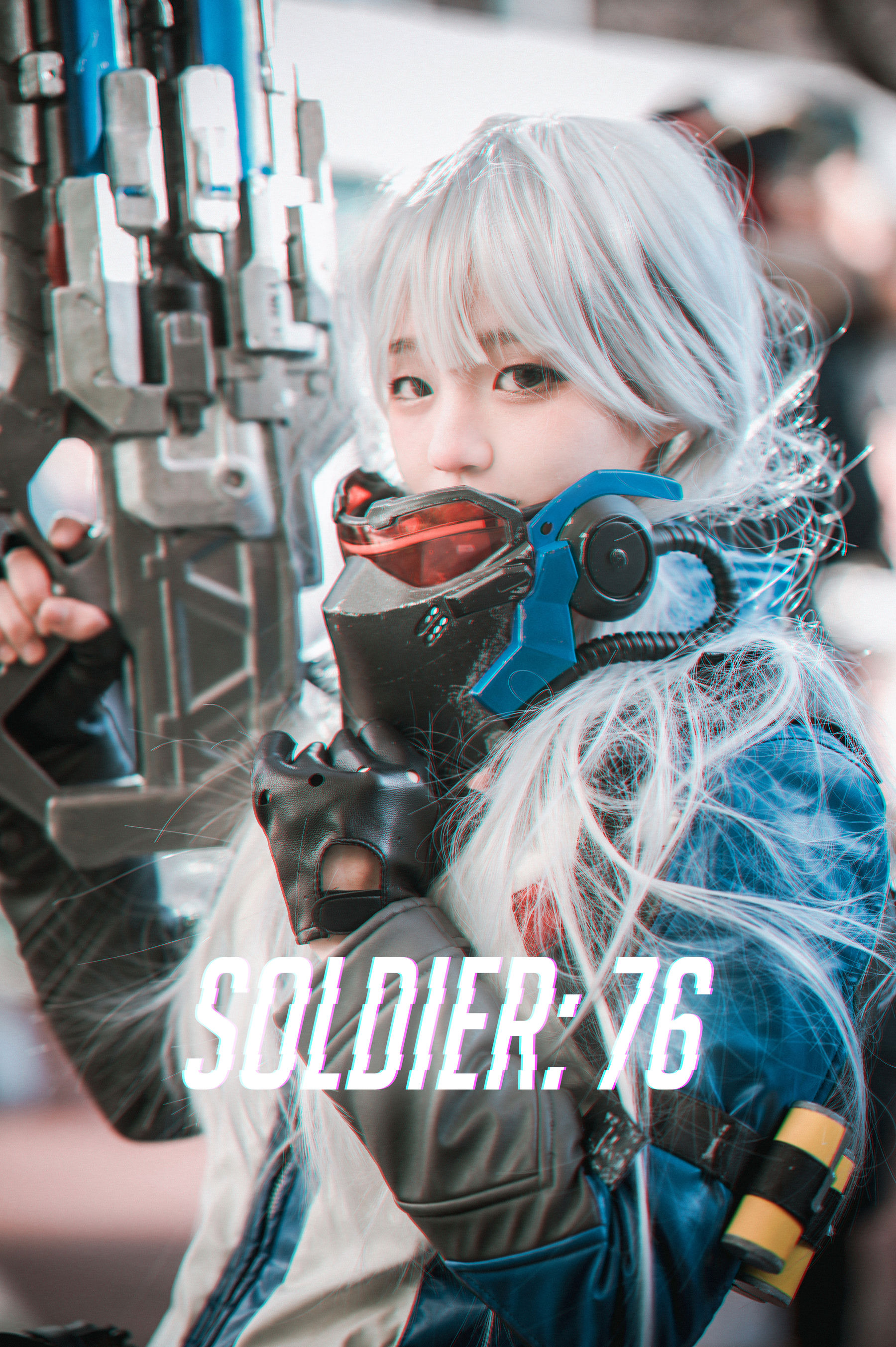 Women Model Asian Korean Silver Hair Soldier 76 Overwatch Cosplay Urban 1800x2706