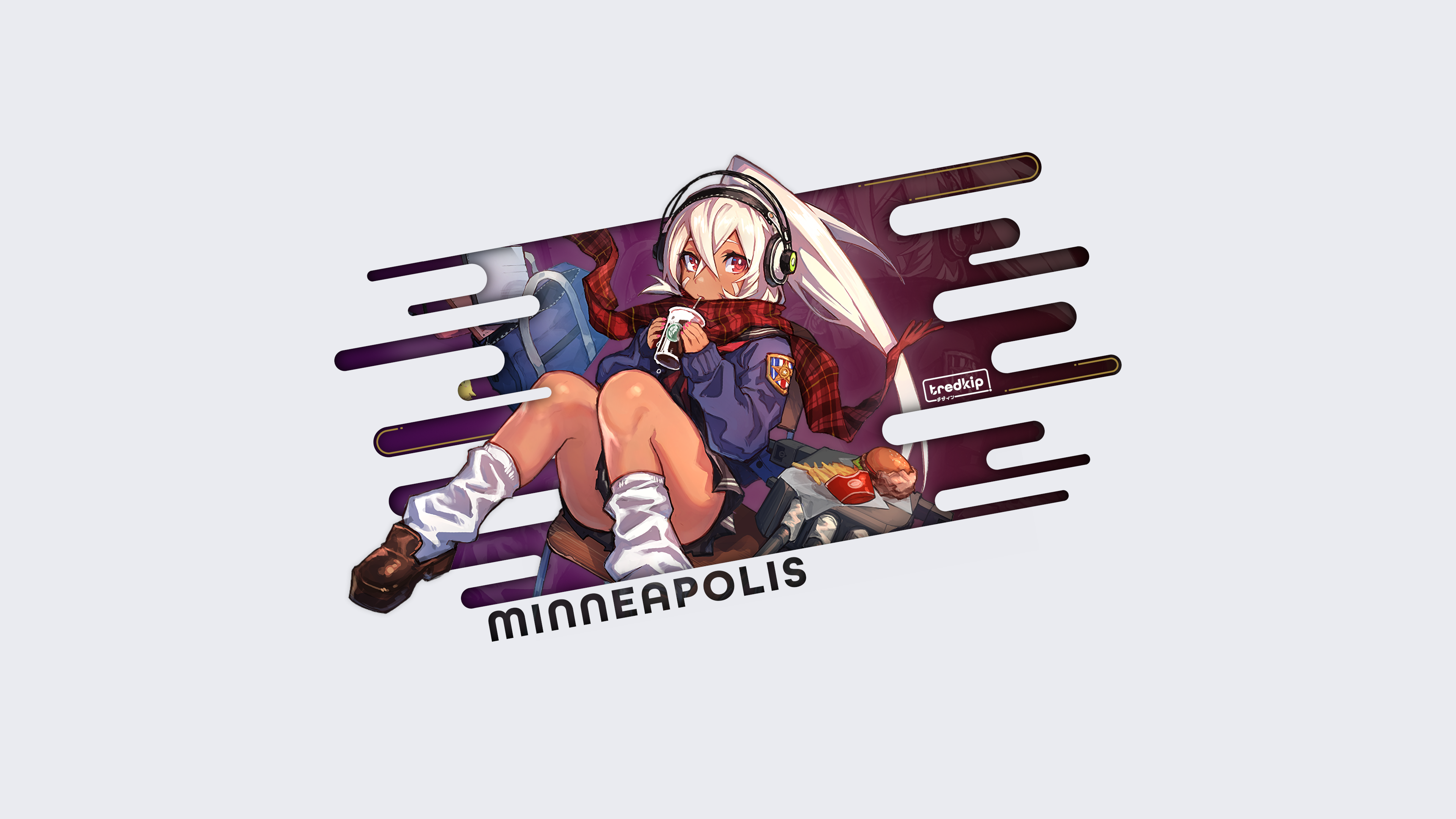 Azur Lane Minneapolis Azur Lane Render In Shapes Material Minimal Picture In Picture Anime Girls 3840x2160
