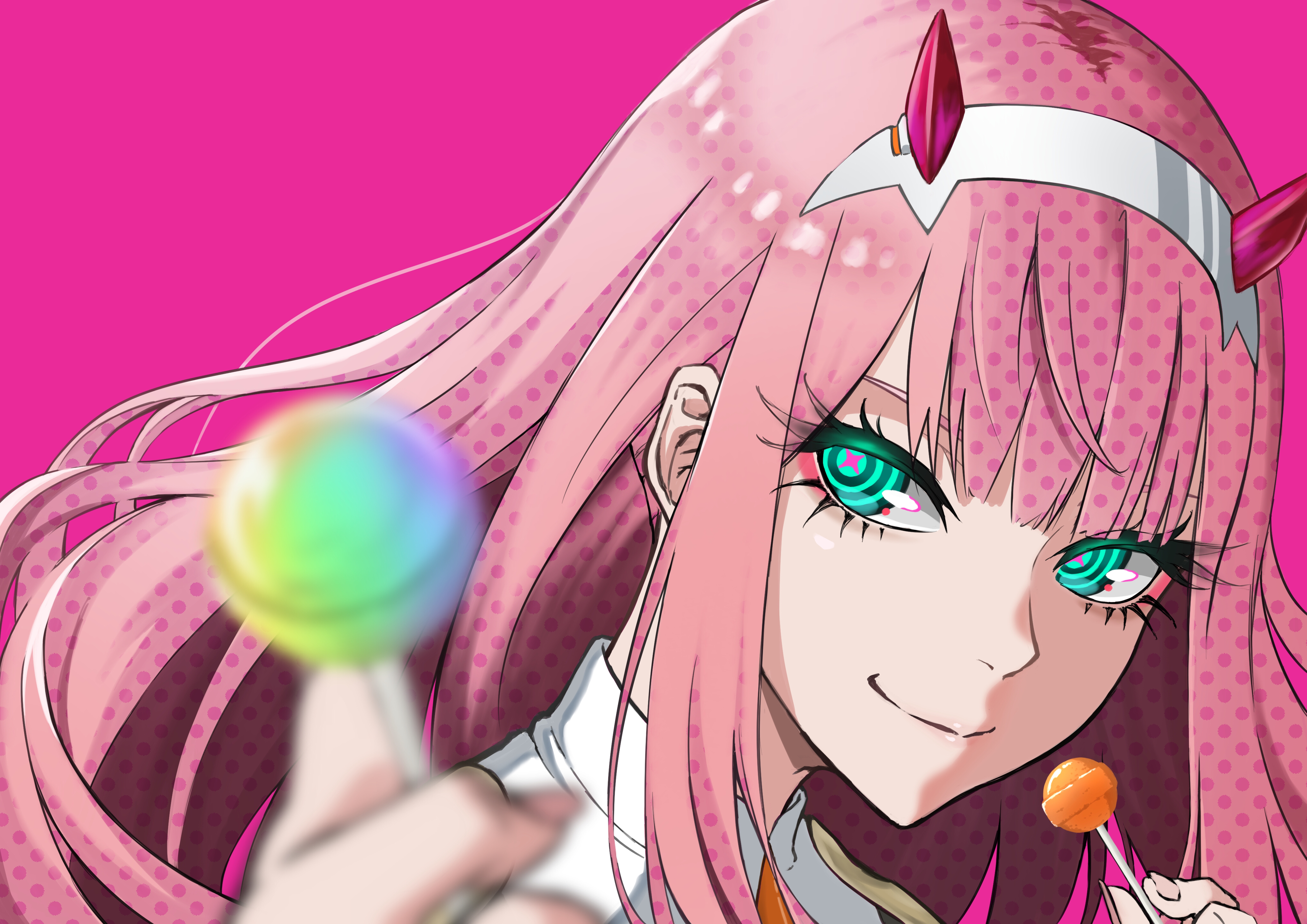 Anime Anime Girls Zero Two Darling In The FranXX Darling In The FranXX  Lollipop Pink Hair Horns Pink Wallpaper - Resolution:4093x2894 - ID:1297313  