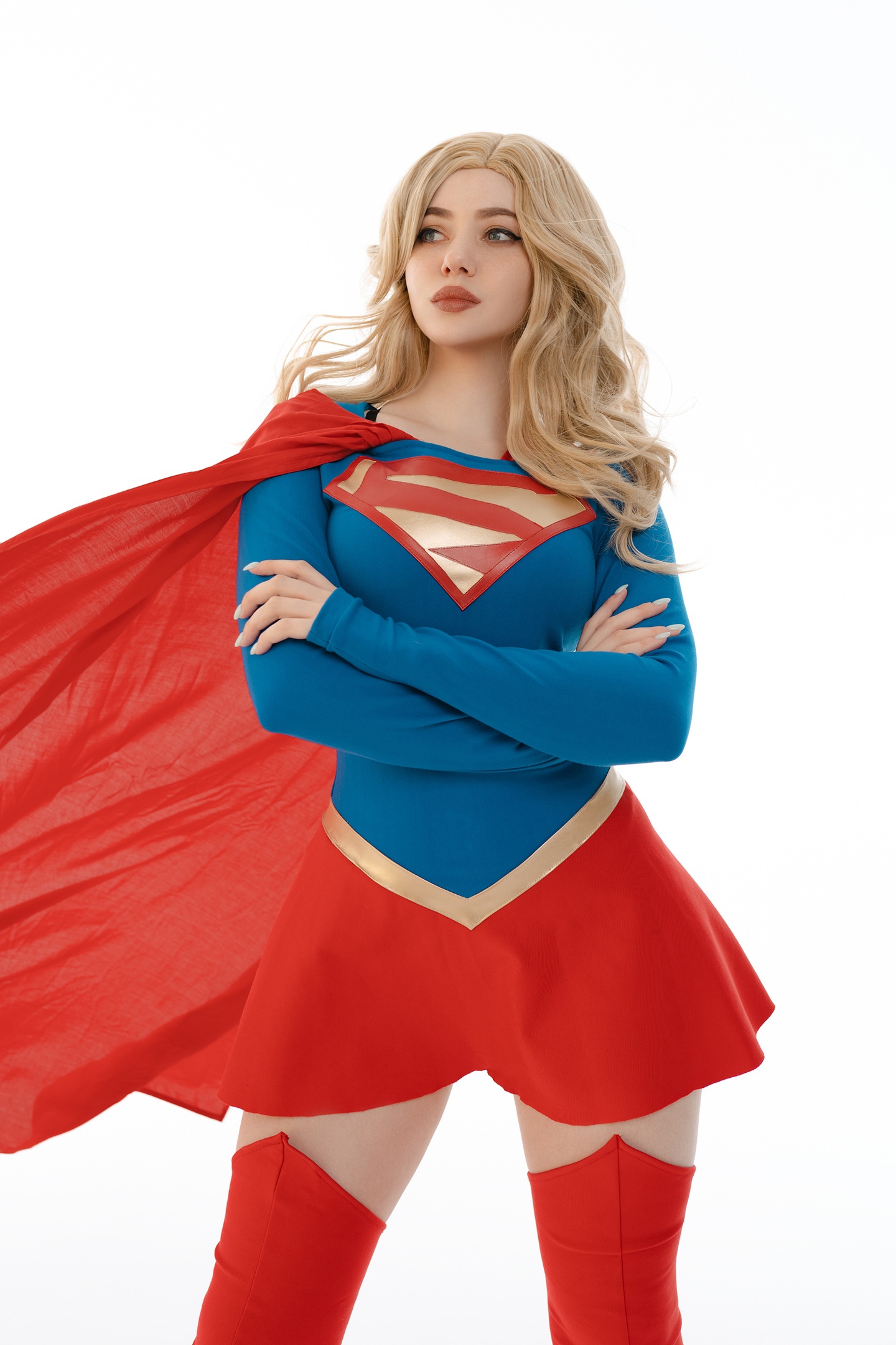 Women Model Cosplay Supergirl DC Comics Studio Indoors Women Indoors 1440x2160