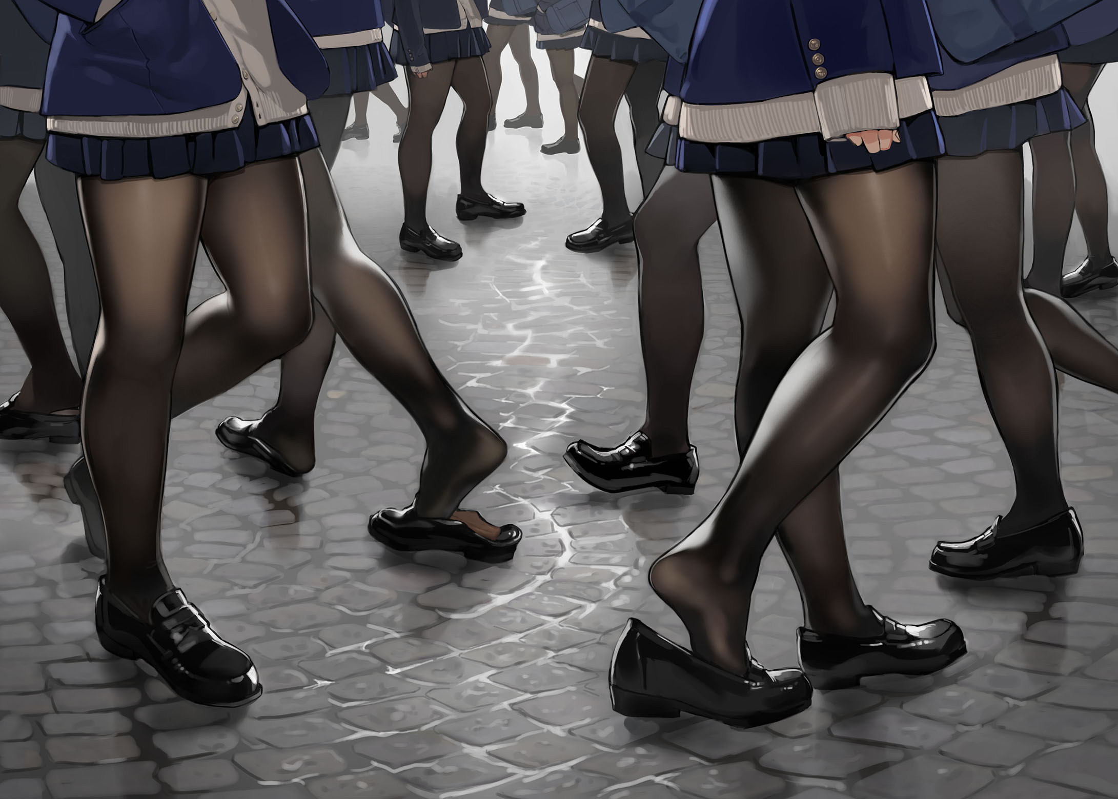 Yomu Anime Anime Girls Legs Feet Skirt 2181x1559