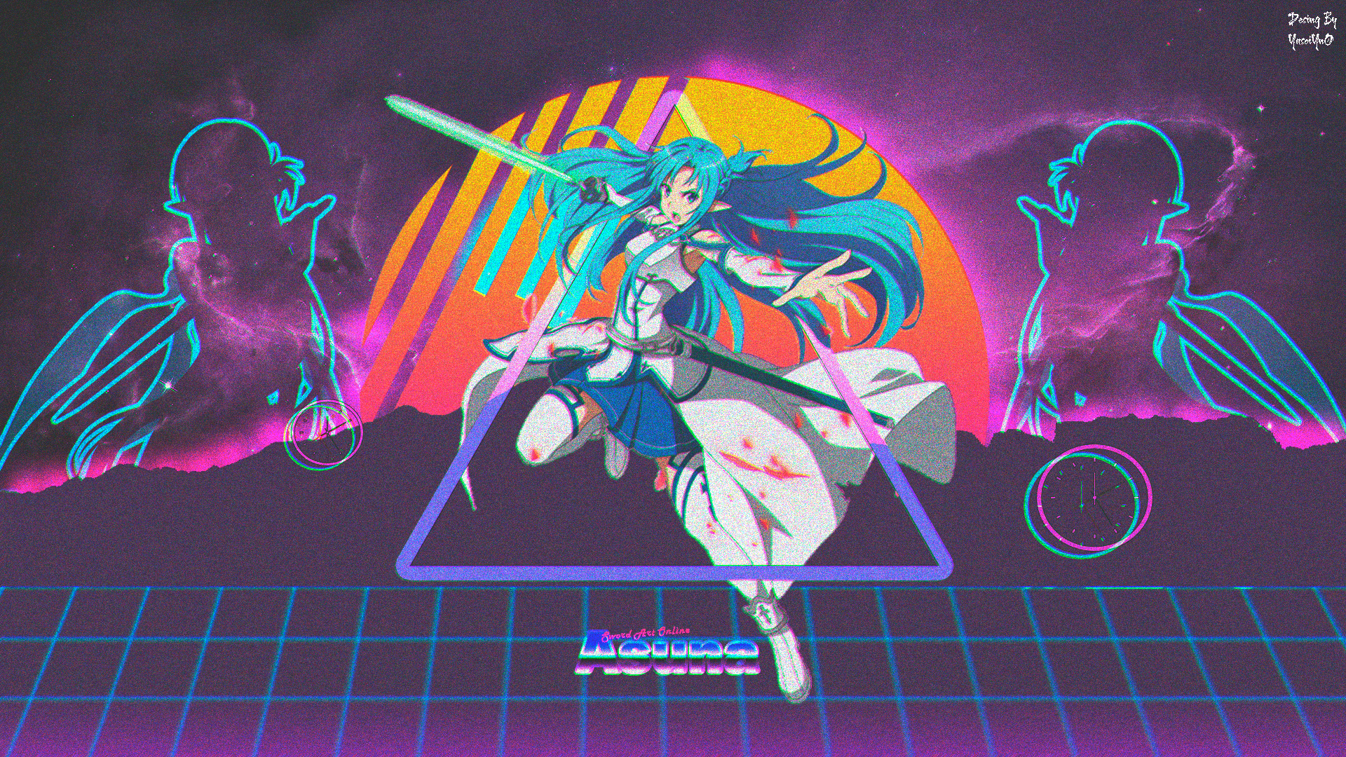 Anime Girls Retro Style Picture In Picture Sword Art Online Yuuki Asuna 1920x1080