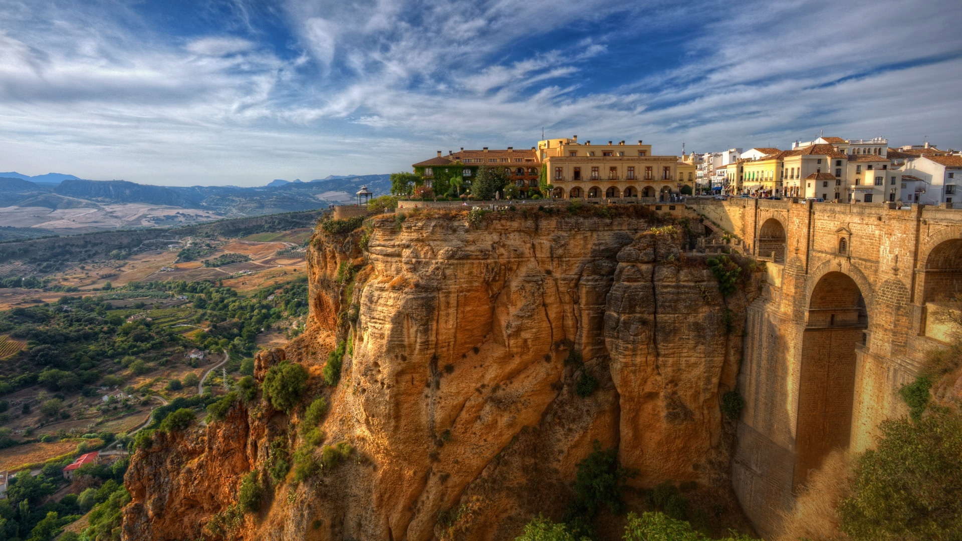 Spain Andalusia House Mountain Rock 1920x1080