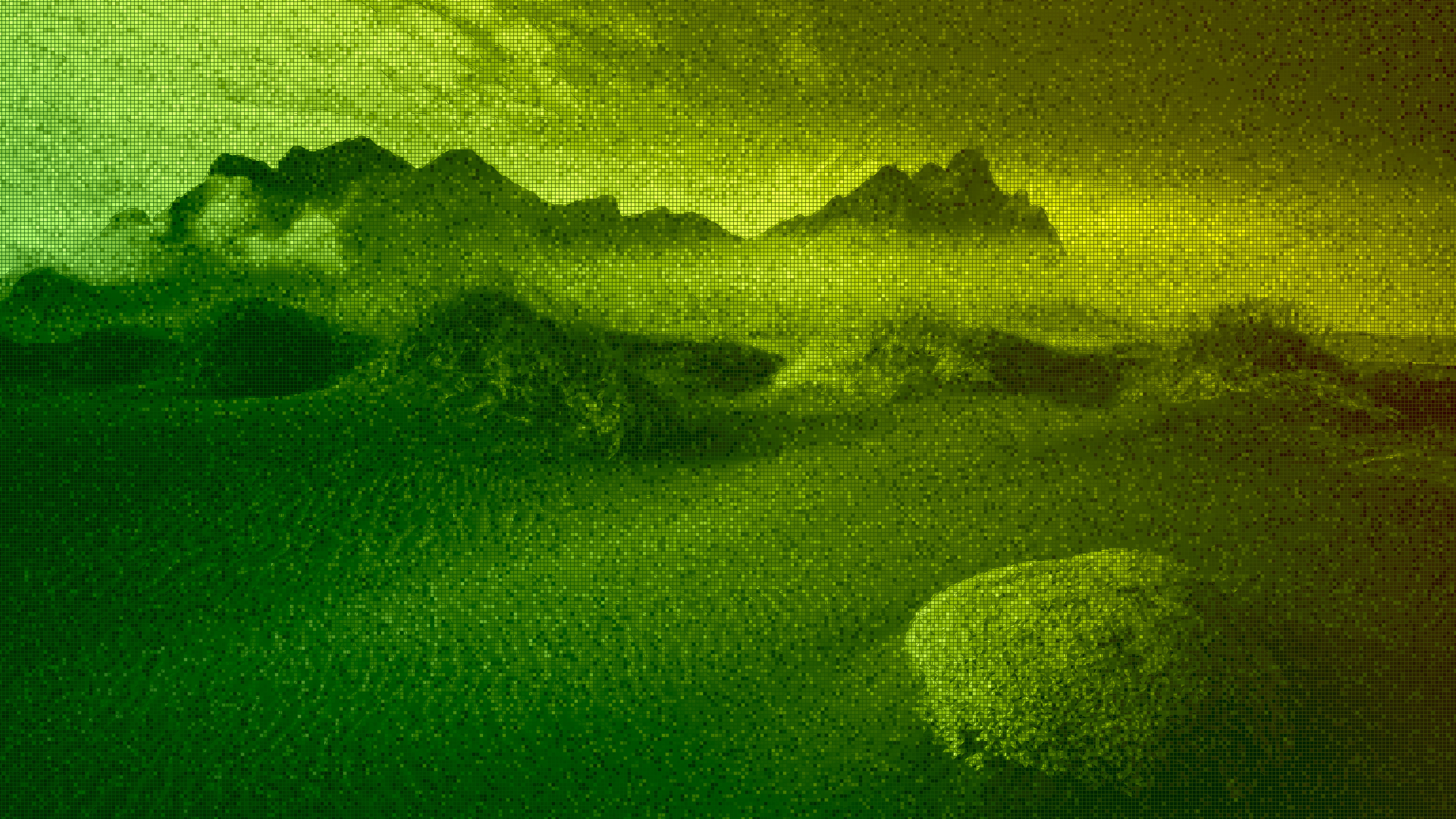 Abstract Landscape Pixelated Yellow Green 3840x2160