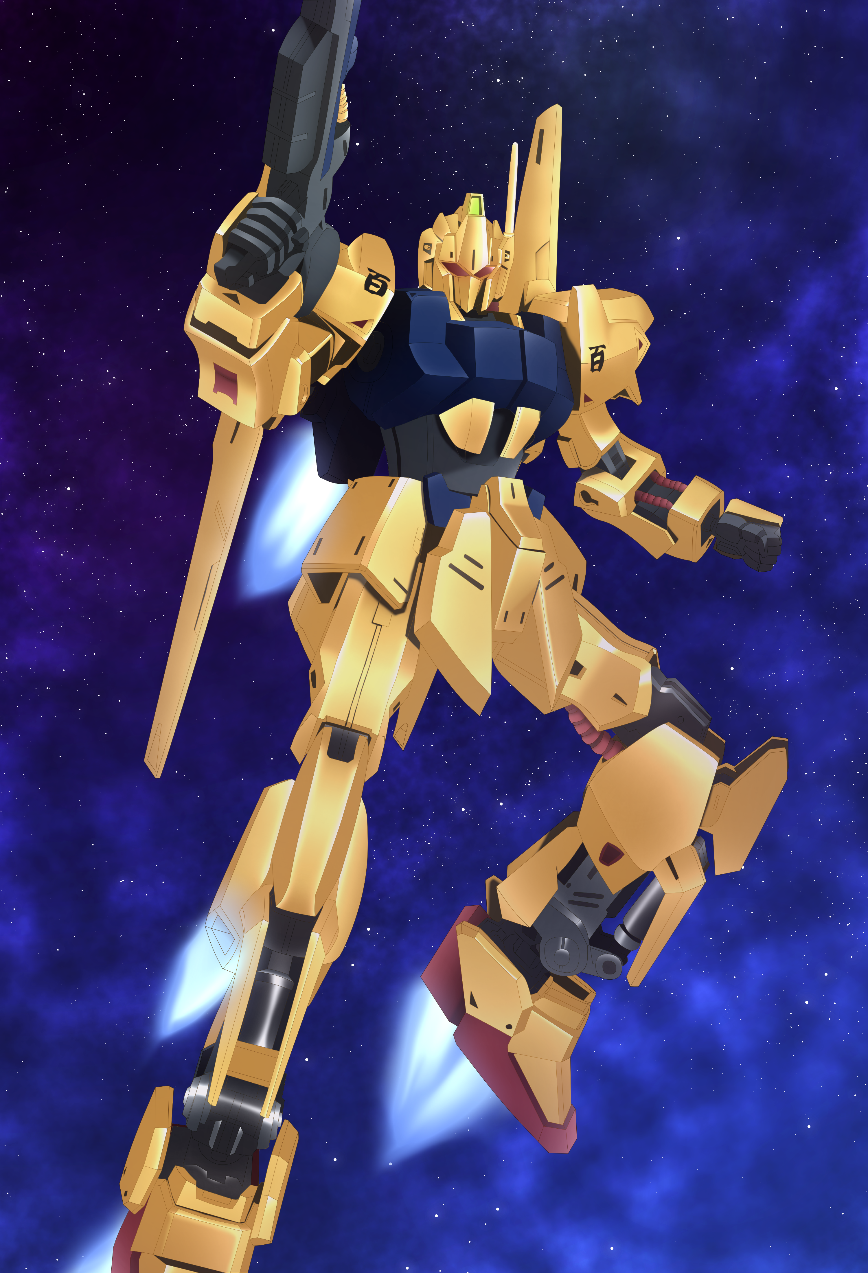 Hyaku Shiki Mobile Suit Zeta Gundam Anime Mech Mobile Suit Super Robot Wars Artwork Digital Art Fan  3000x4400