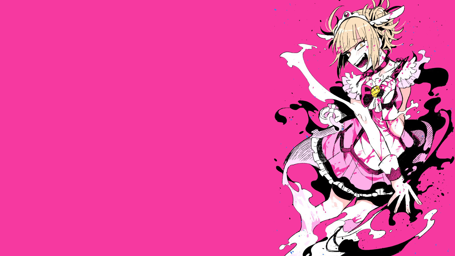 Boku No Hero Academia Himiko Toga Pink Background Wacky Dress Anime Girls Anime Open Mouth Blonde 1920x1080