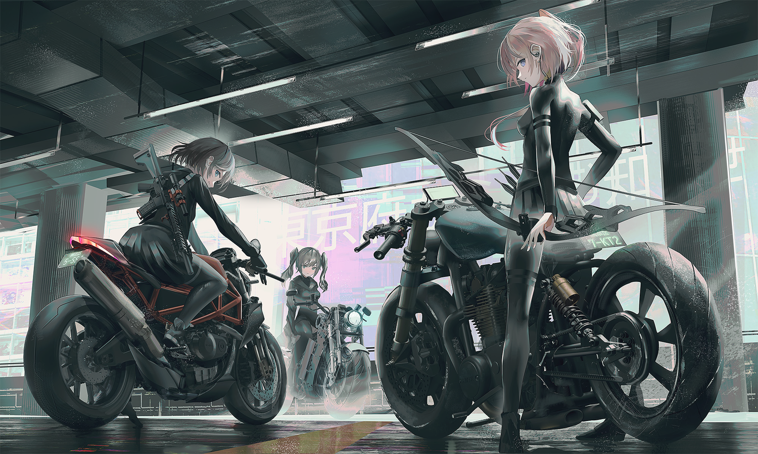 Anime Anime Girls SWAV Motorcycle 1500x900