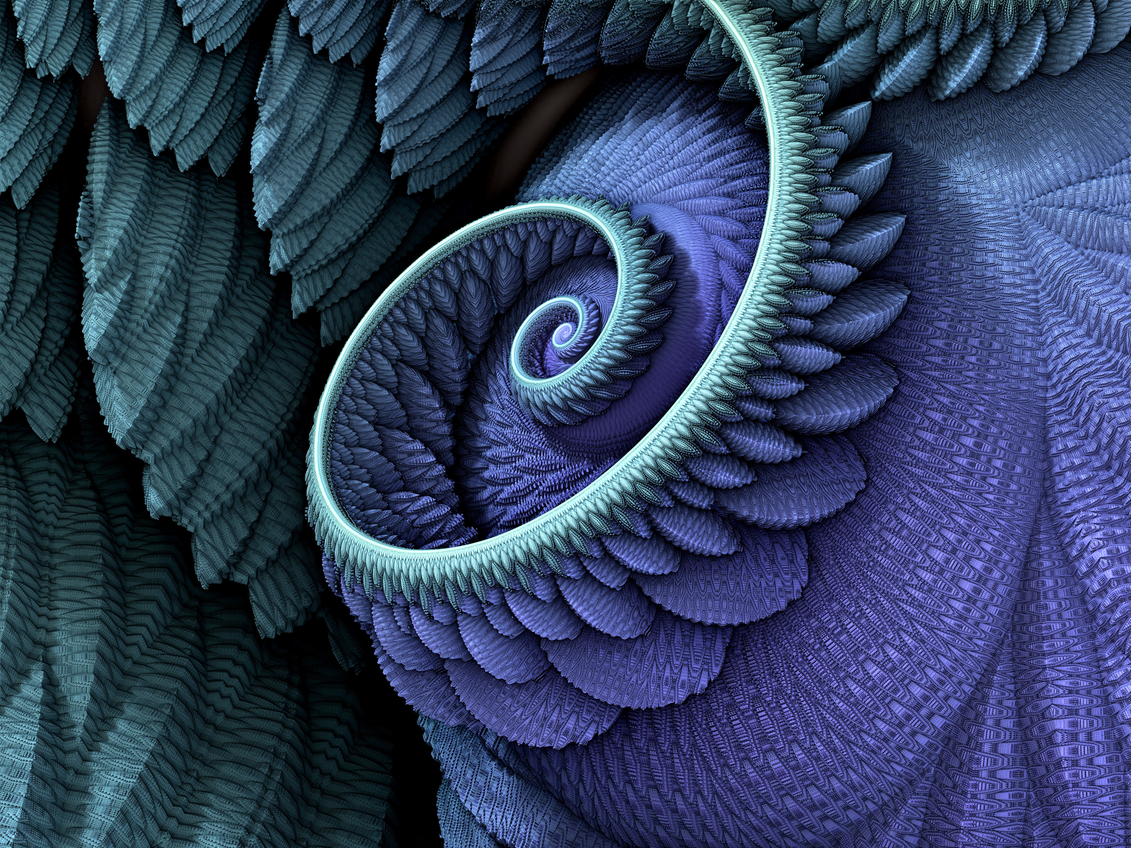 Abstract 3D Render Fractal Spiral Closeup Purple Pattern Detailed 3666x2750