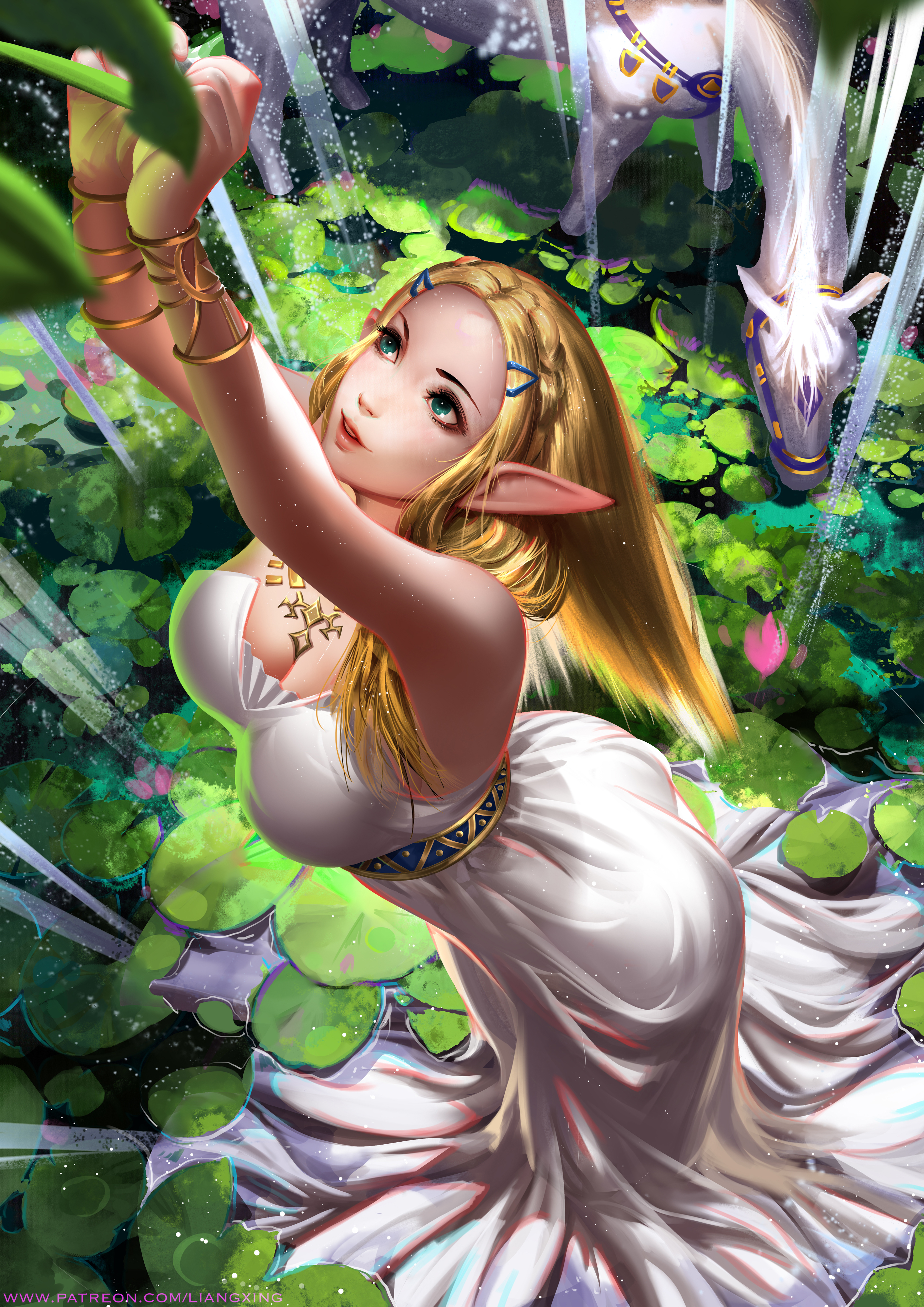 Zelda The Legend Of Zelda Video Games Nintendo Video Game Girls Elves Pointy Ears Blonde Water Lily  2829x4000