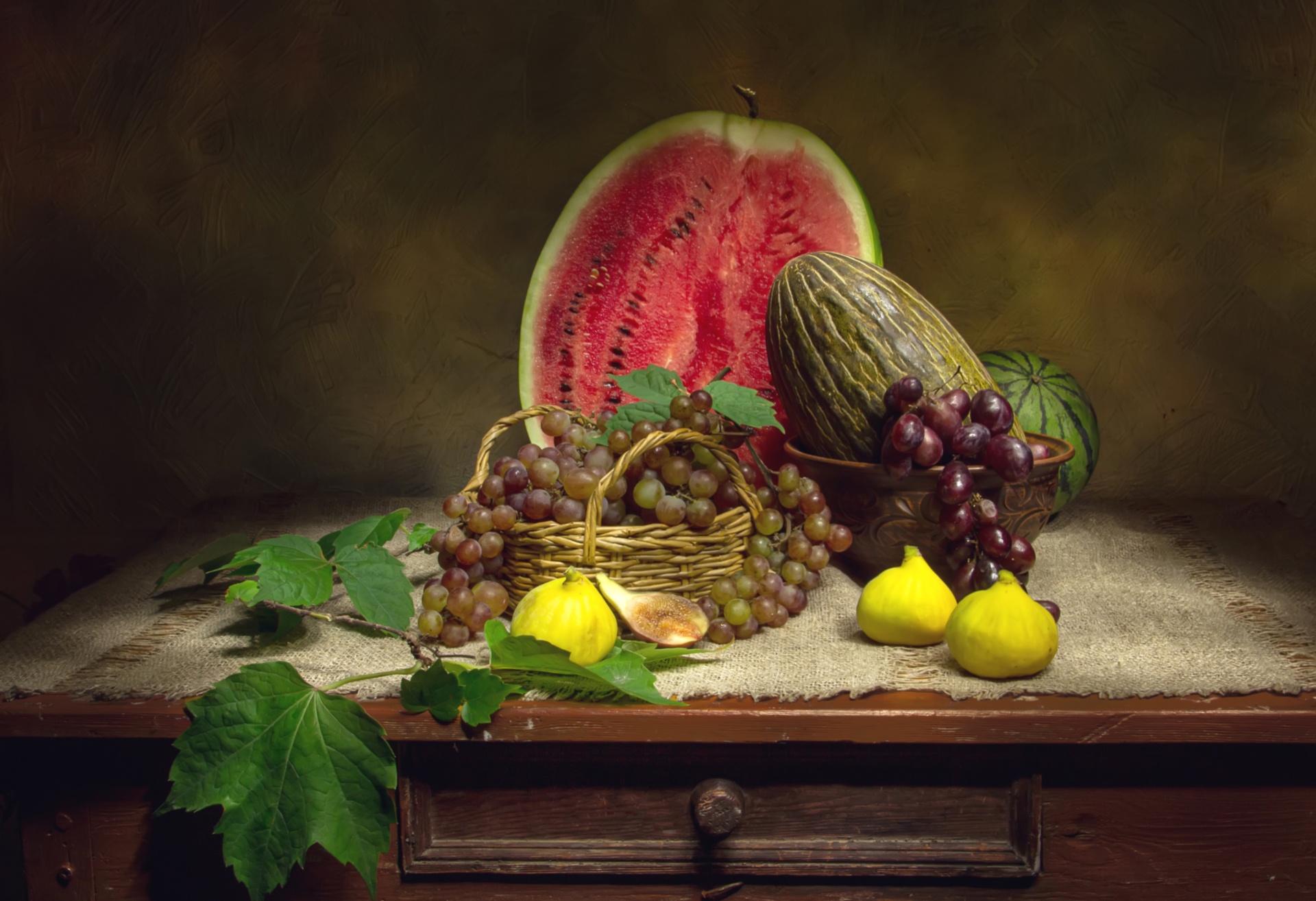 Watermelon Melon Fig Grapes Fruit 1920x1314